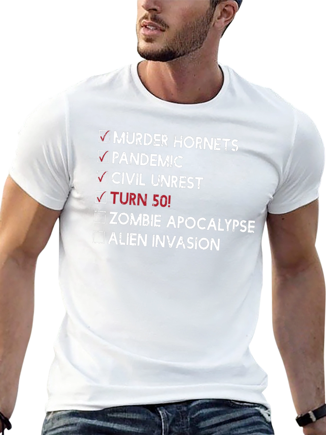 Funny 50th Birthday Checklist T-Shirt