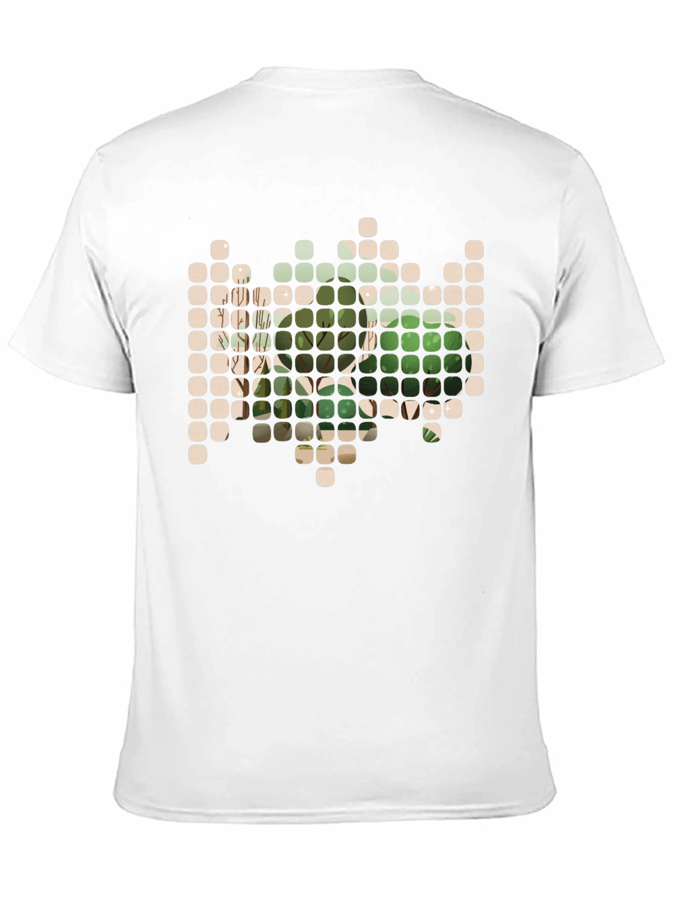 Pixelated Plant Black T-Shirt