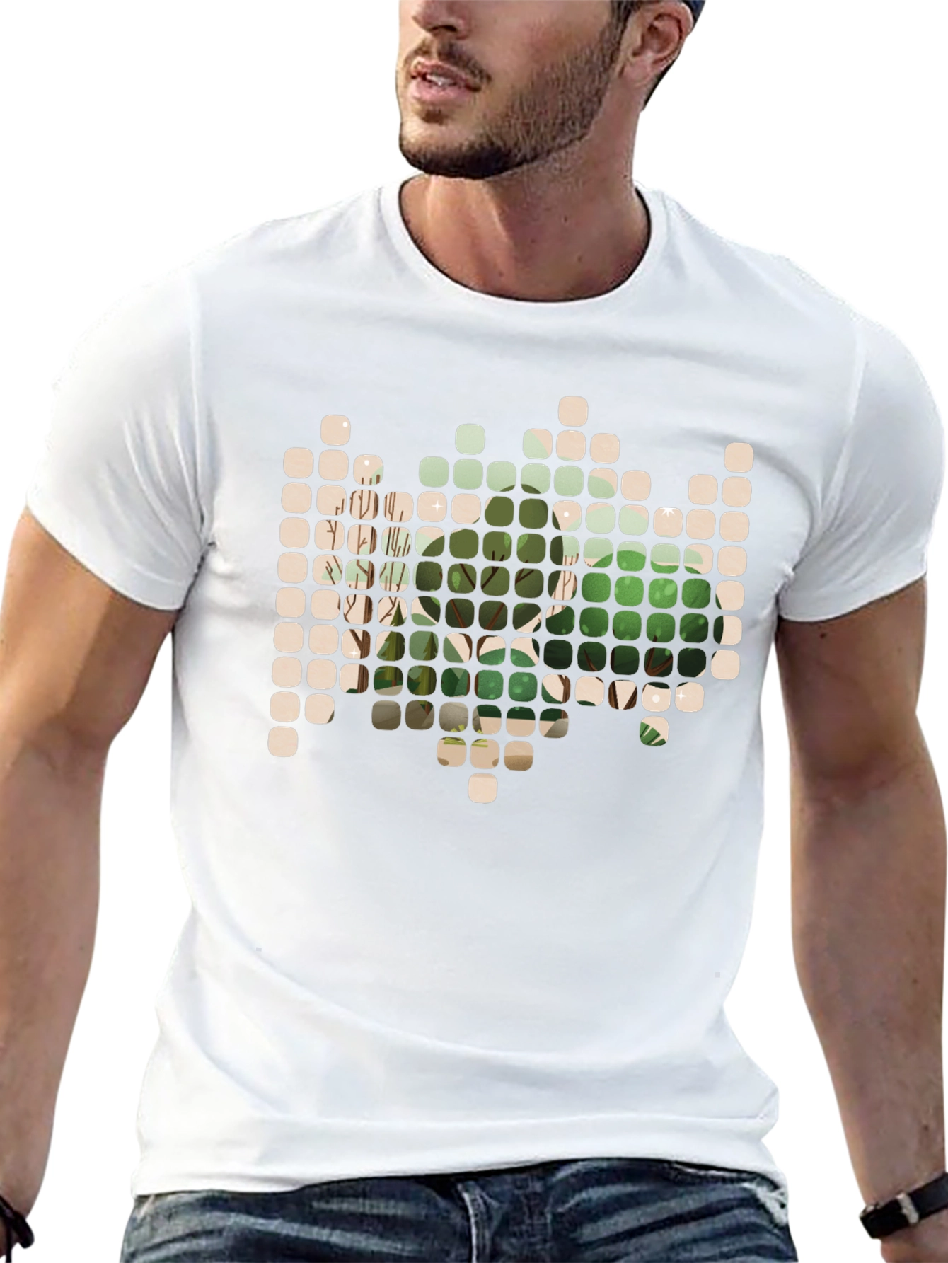 Pixelated Plant Black T-Shirt