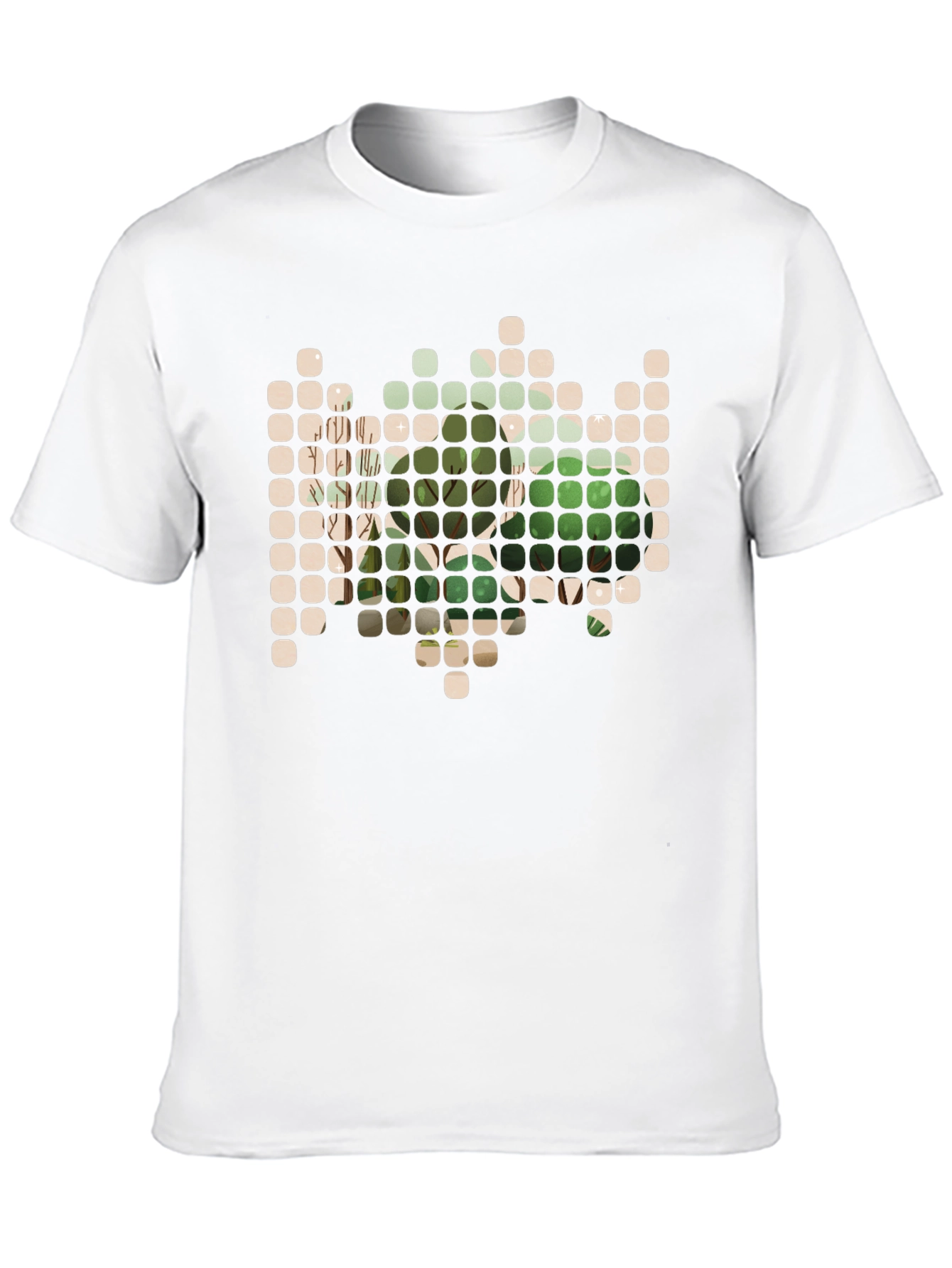 Pixelated Plant Black T-Shirt