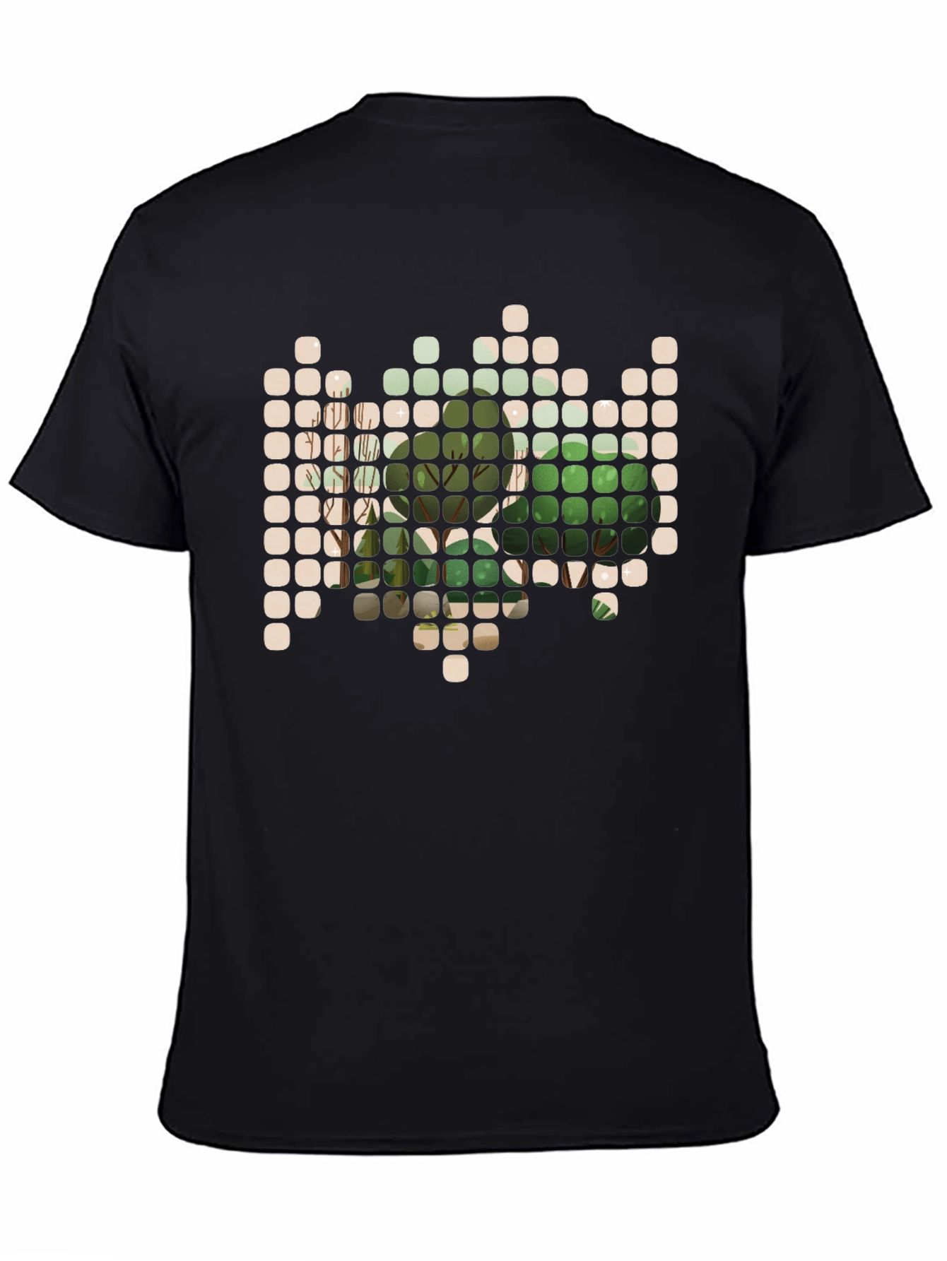Pixelated Plant Black T-Shirt