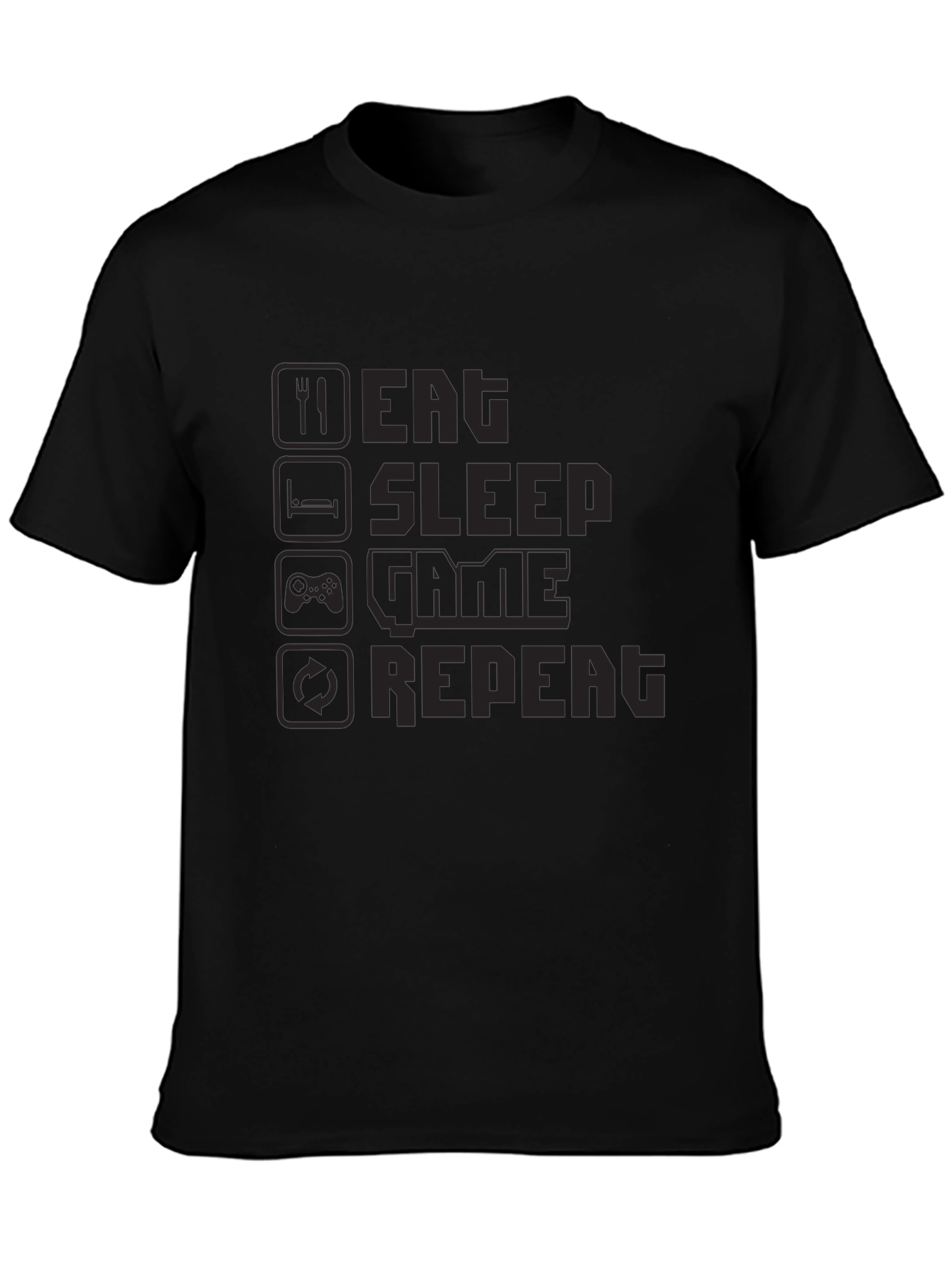Eat Sleep Game Repeat Black T-Shirt