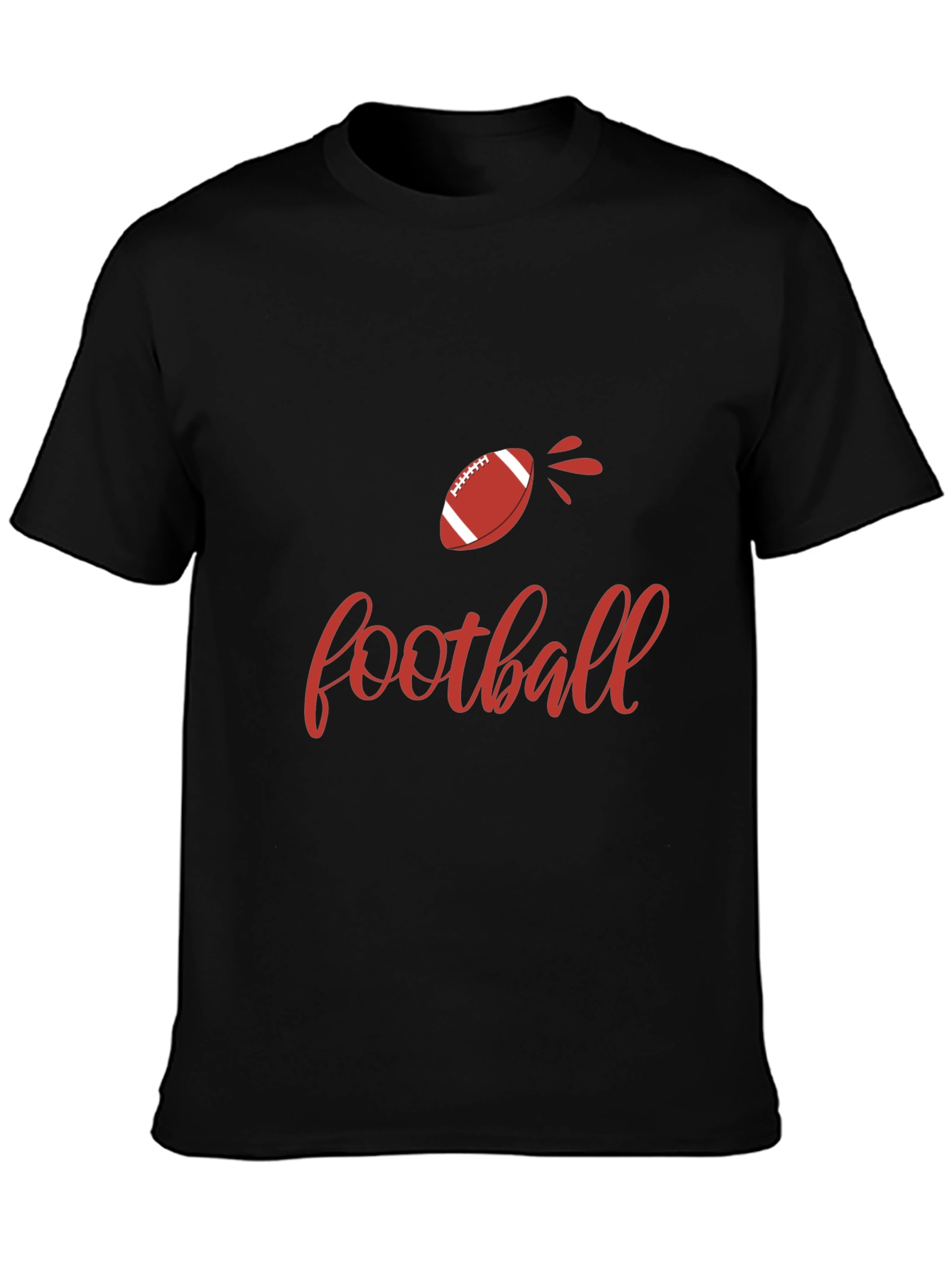 Football Graphic Tee - Black Cotton T-Shirt