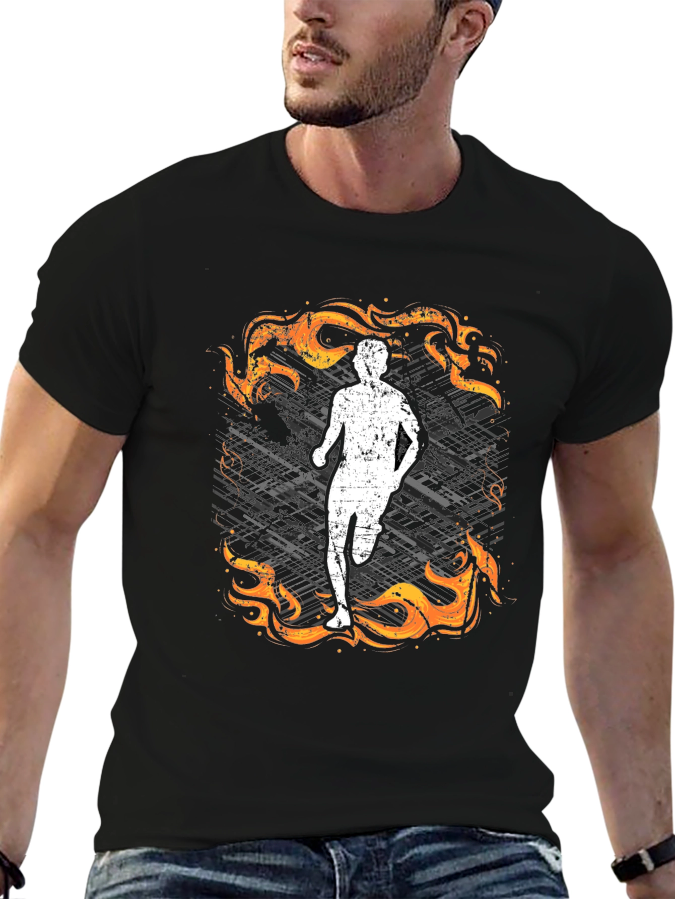 Runner in Flames Graphic T-Shirt