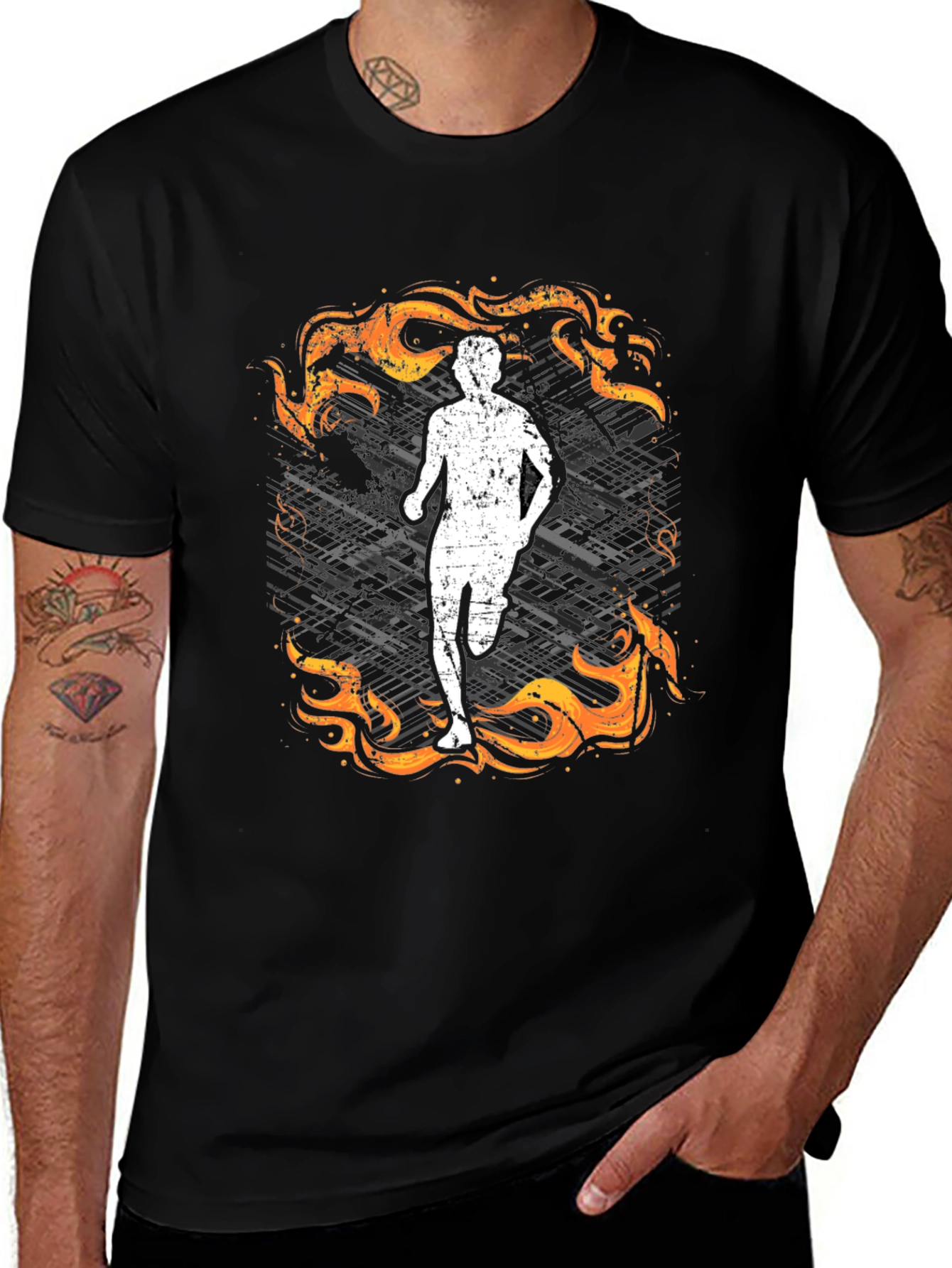 Runner in Flames Graphic T-Shirt