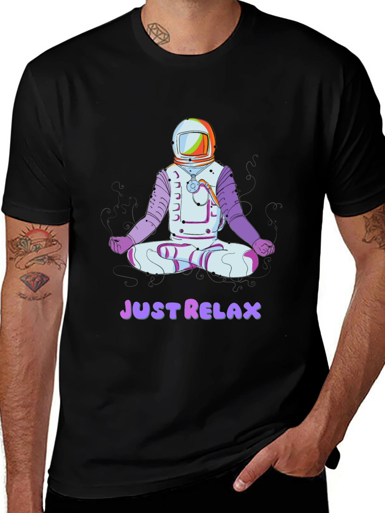 Astronaut Meditating T-Shirt - Just Relax Graphic Tee