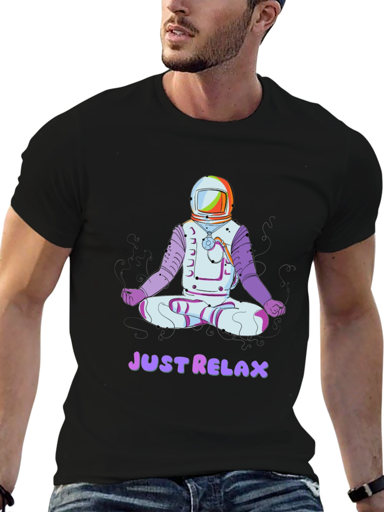 Astronaut Meditating T-Shirt - Just Relax Graphic Tee