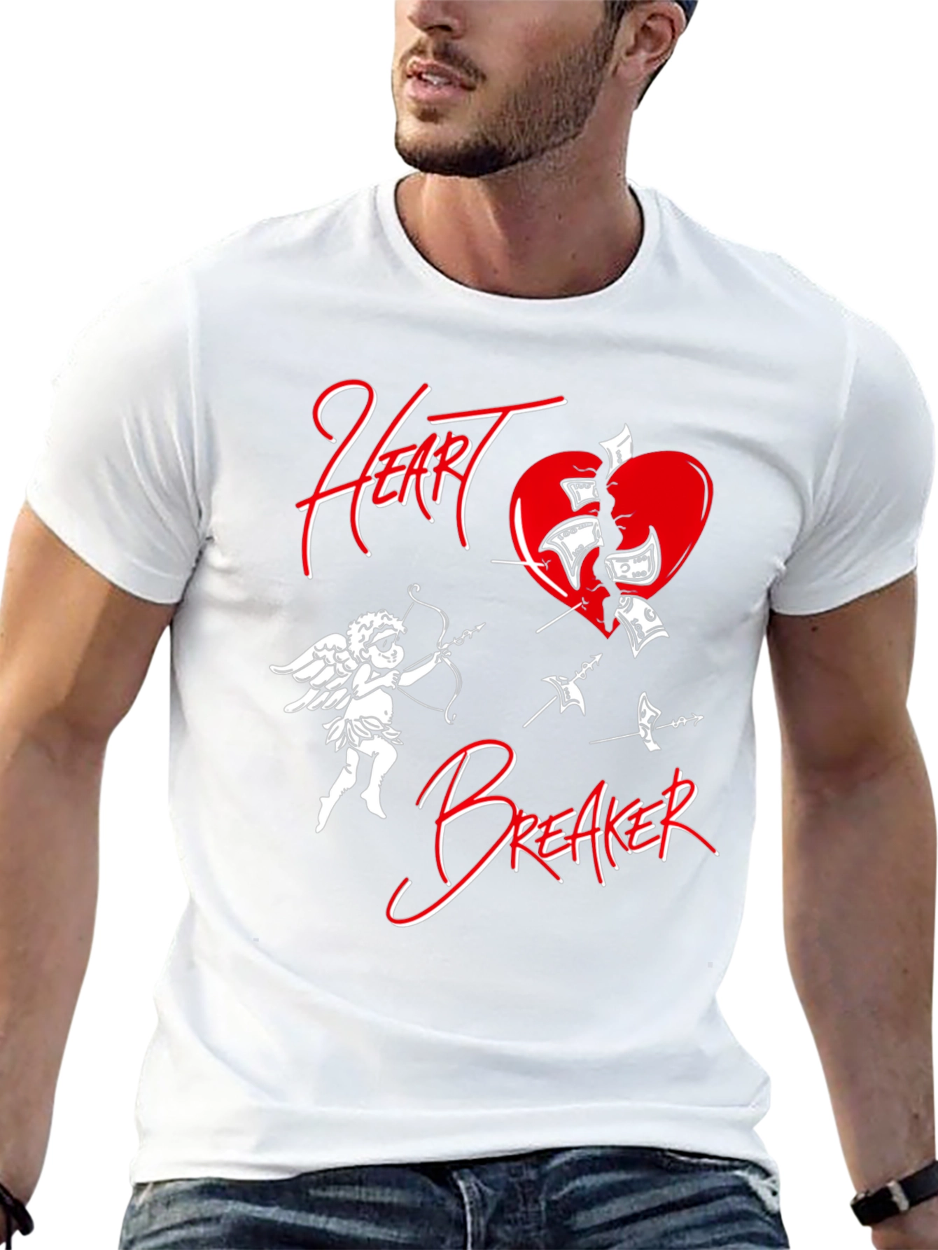 Heartbreaker Graphic Tee - Cupid Broken Heart Design