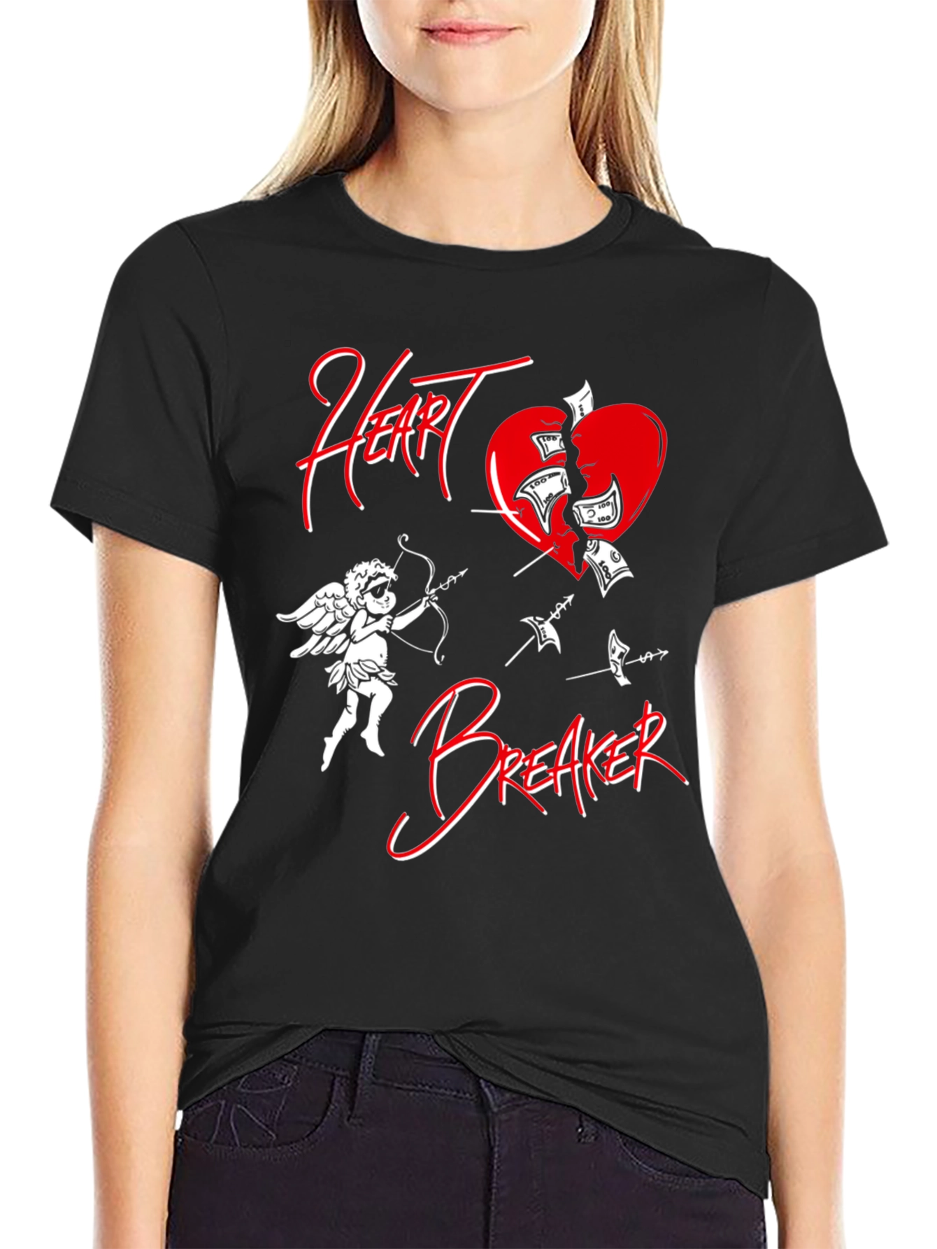 Heartbreaker Graphic Tee - Cupid Broken Heart Design