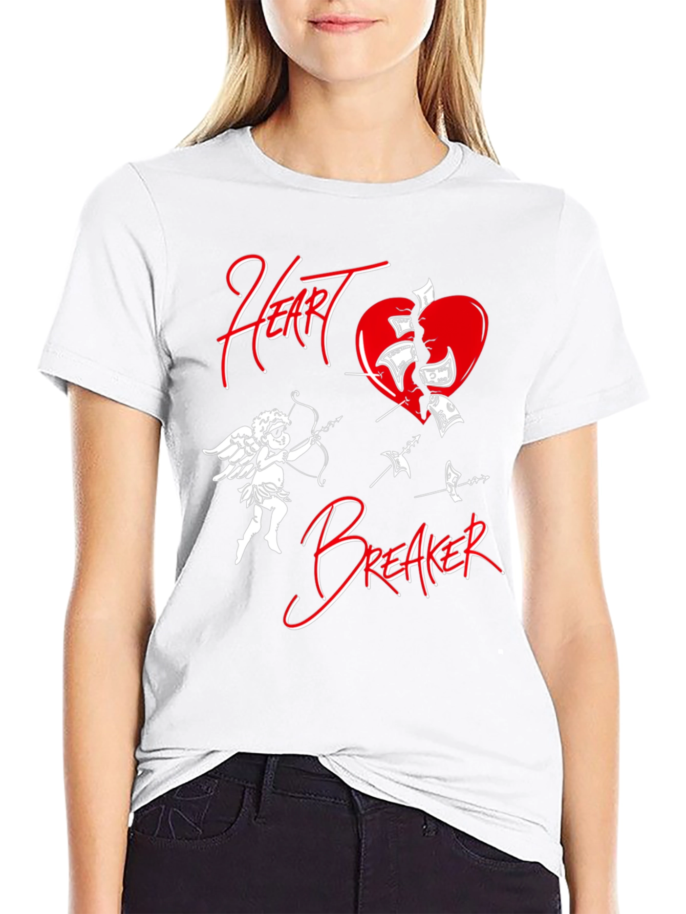 Heartbreaker Graphic Tee - Cupid Broken Heart Design