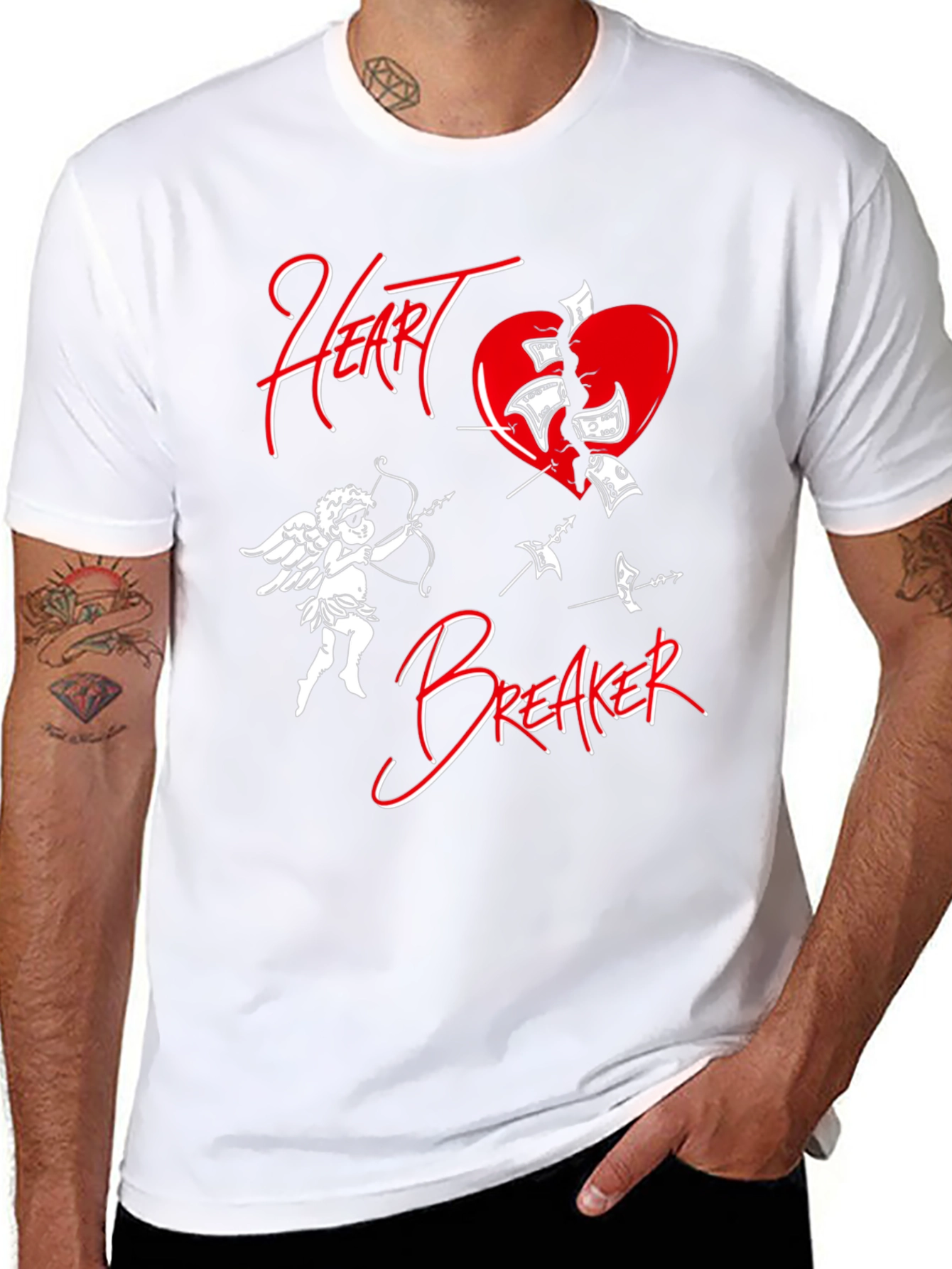 Heartbreaker Graphic Tee - Cupid Broken Heart Design