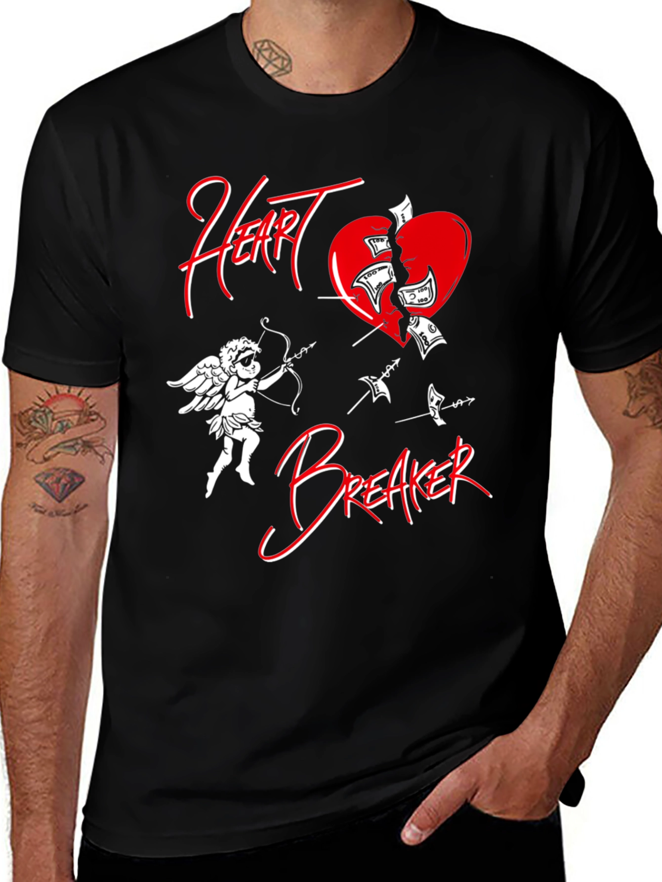 Heartbreaker Graphic Tee - Cupid Broken Heart Design