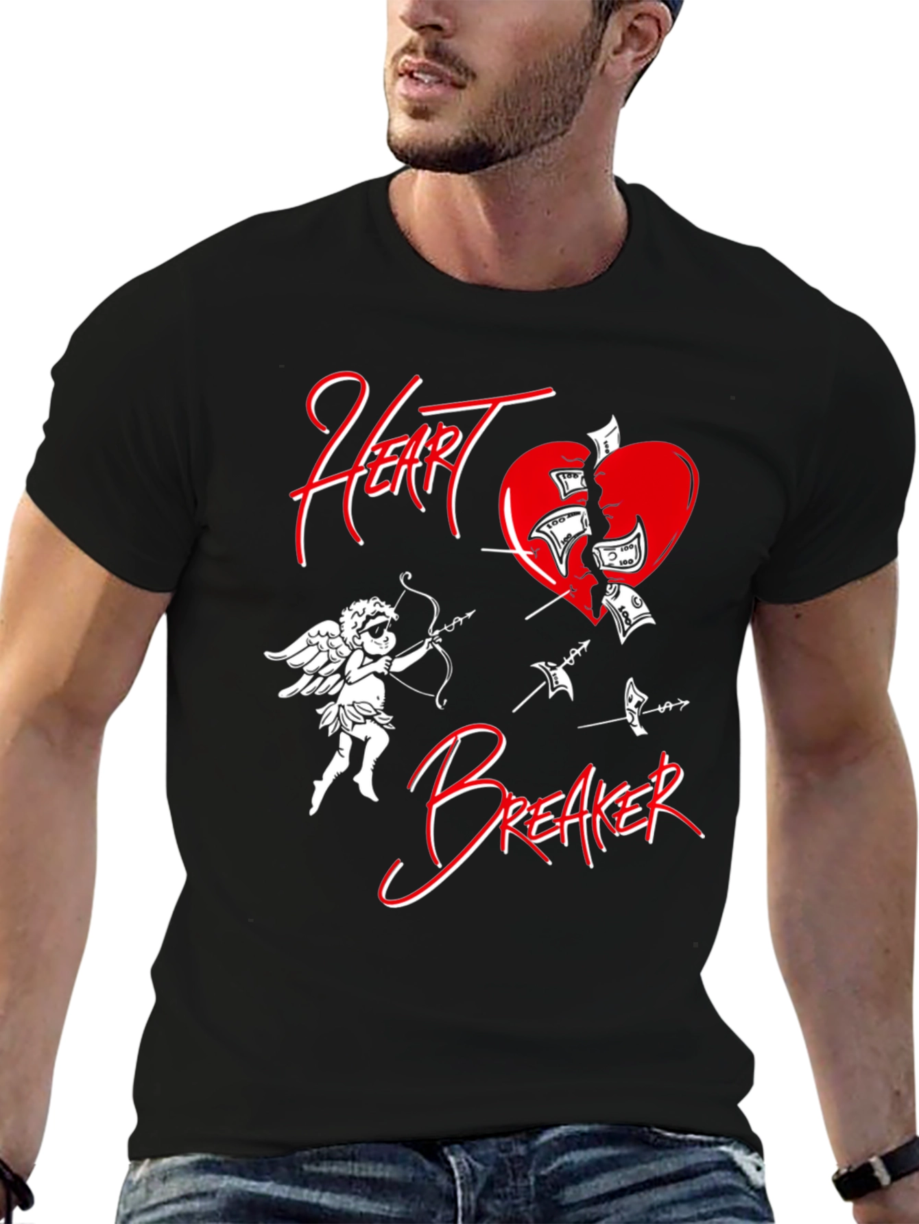 Heartbreaker Graphic Tee - Cupid Broken Heart Design