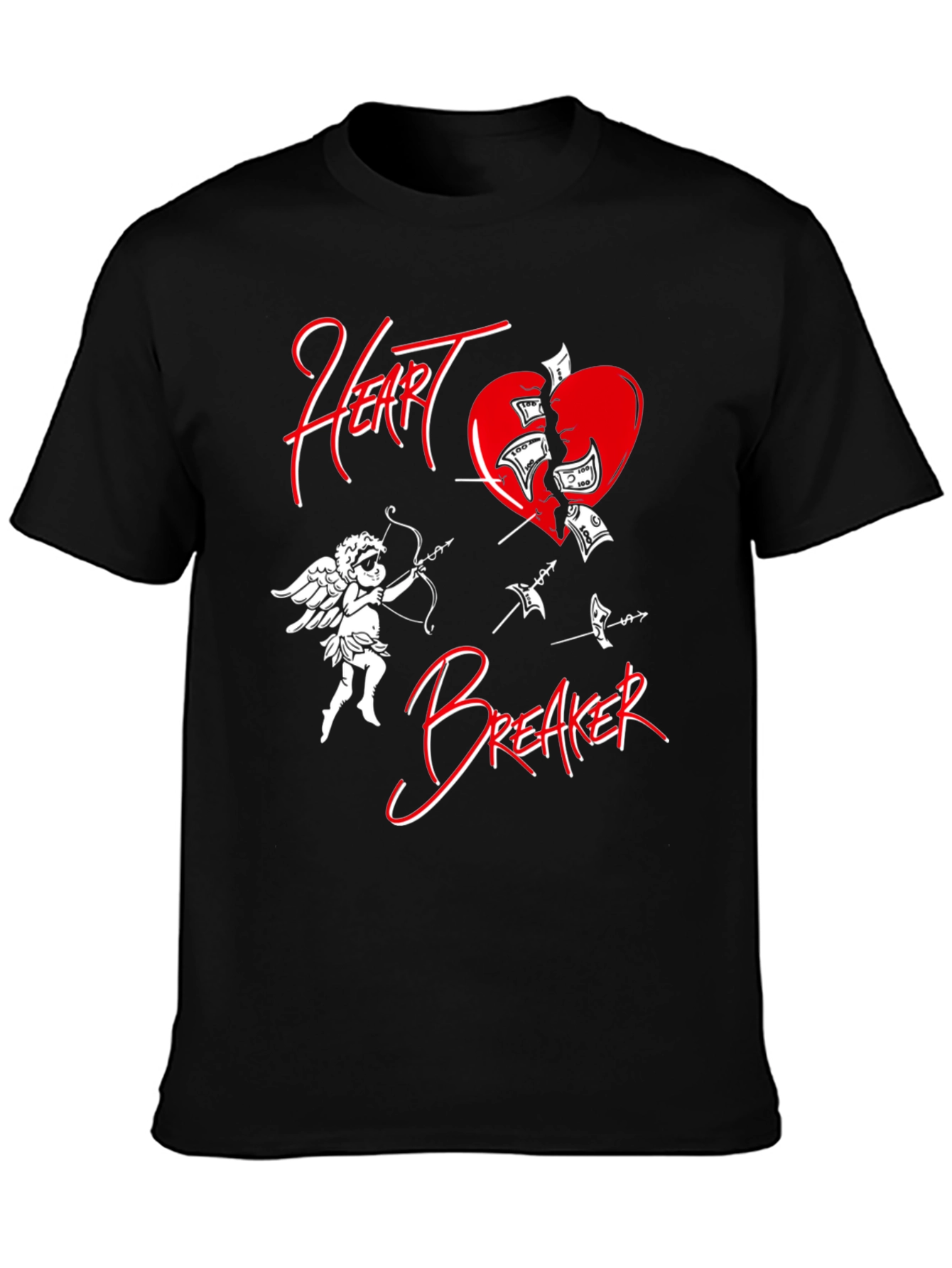Heartbreaker Graphic Tee - Cupid Broken Heart Design