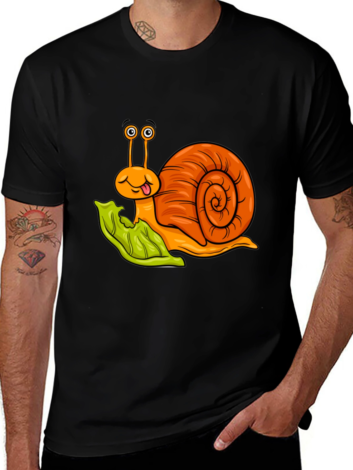 Cartoon Snail Graphic Tee - Black
