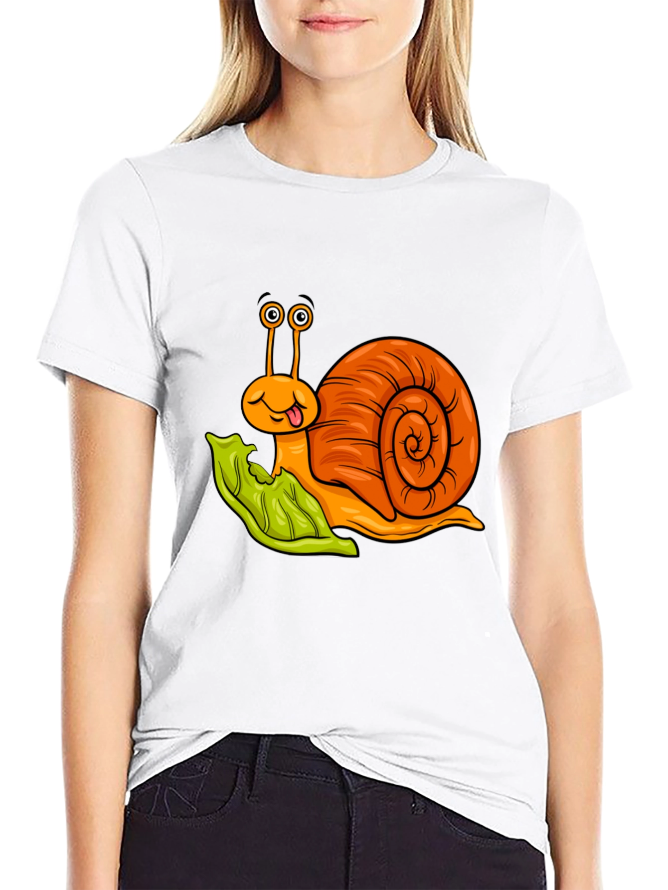 Cartoon Snail Graphic Tee - Black