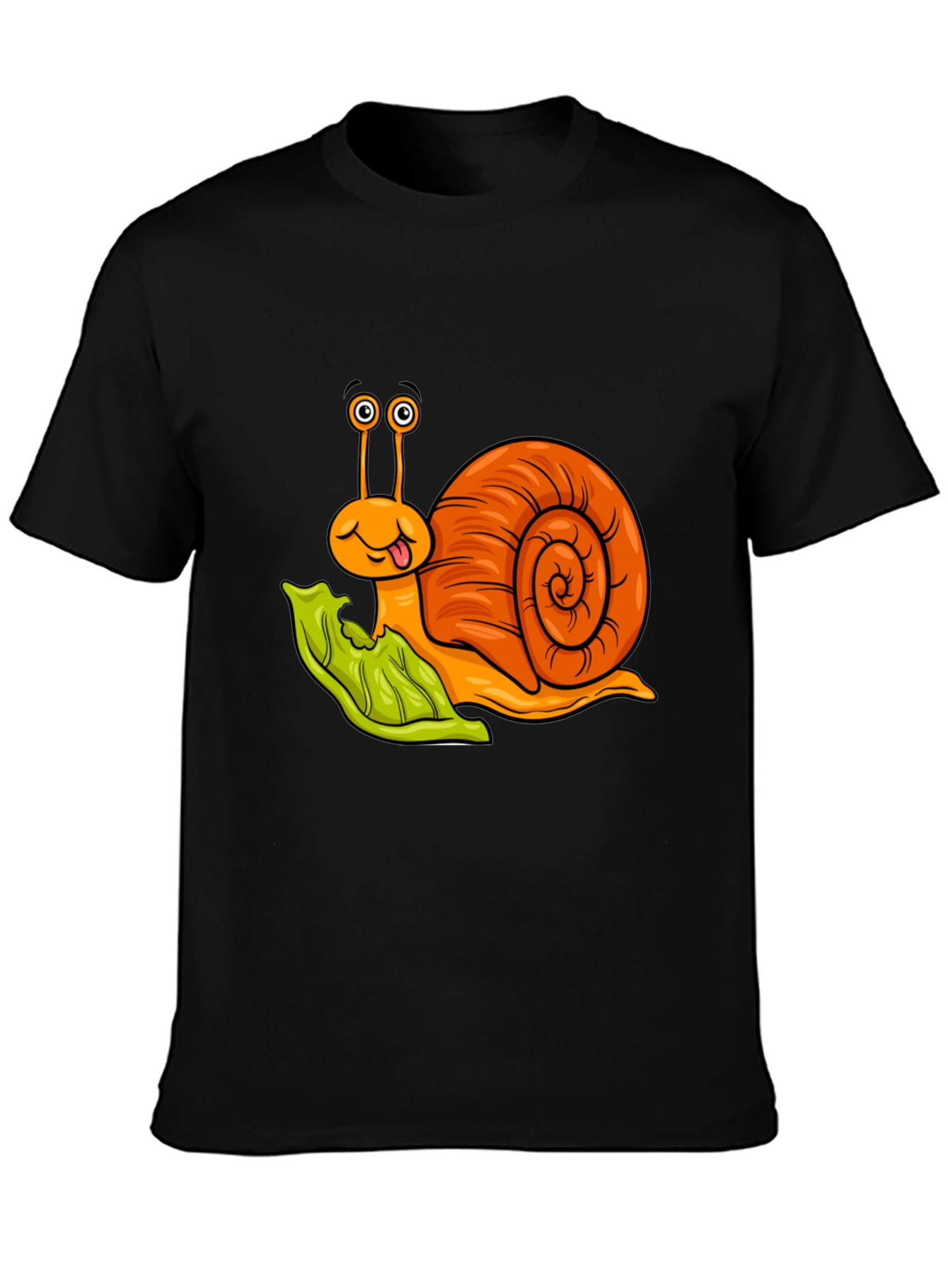Cartoon Snail Graphic Tee - Black