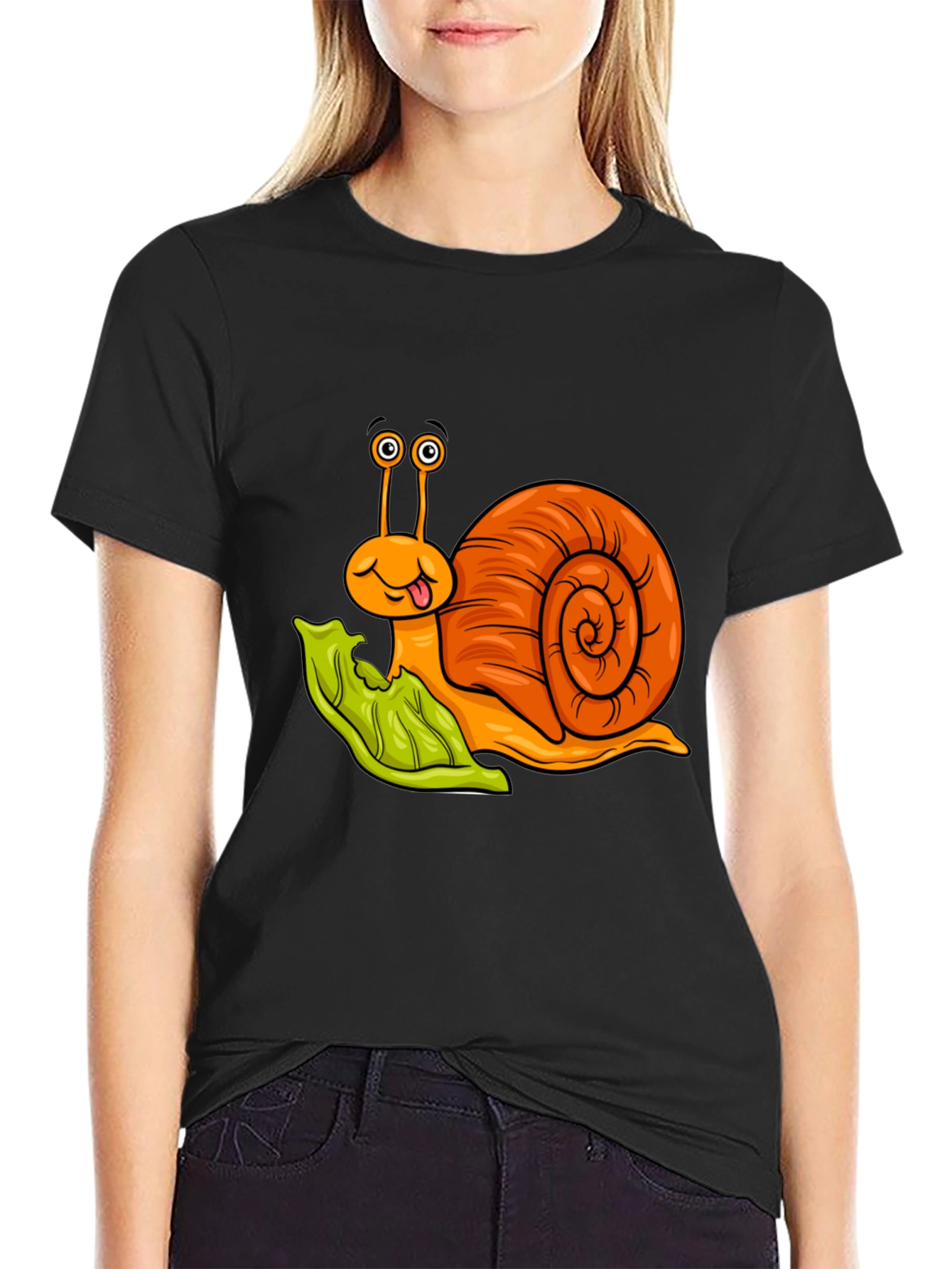 Cartoon Snail Graphic Tee - Black