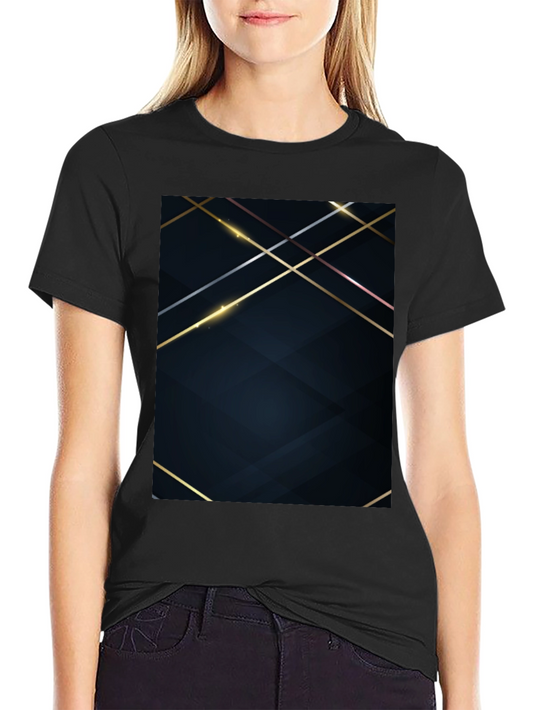 Stylish Black Tee with Geometric Gold Accent