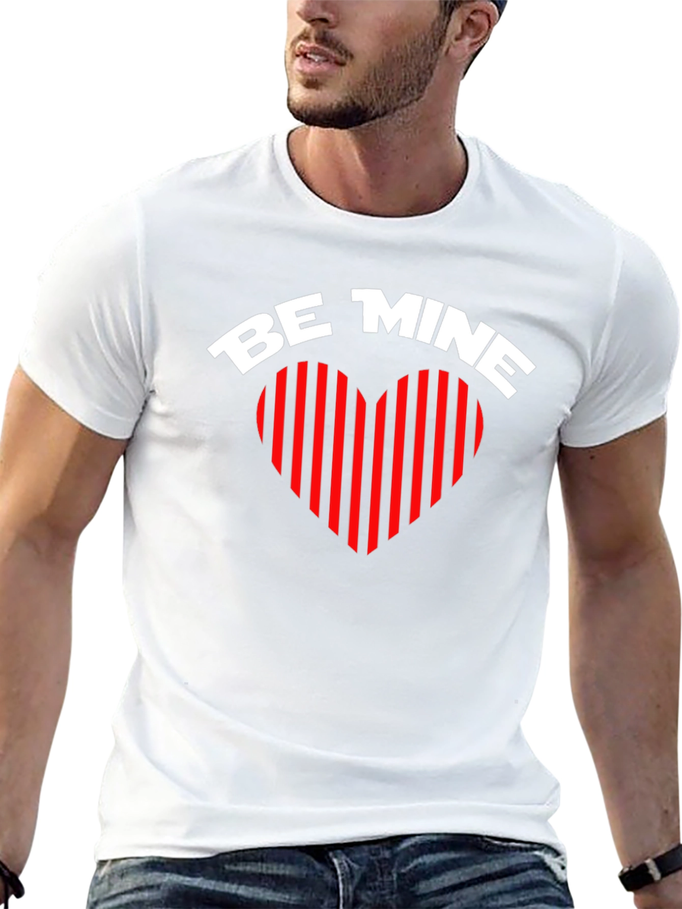 Be Mine Heart Striped Valentines Day T-Shirt