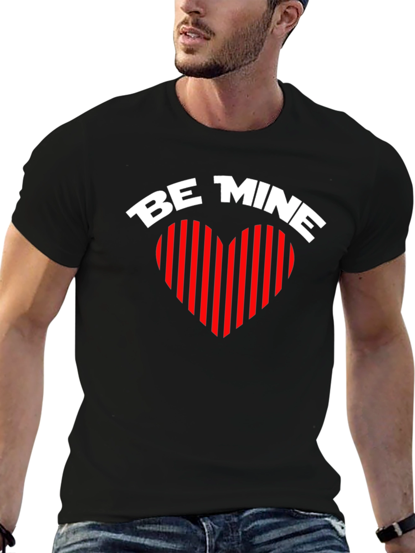 Be Mine Heart Striped Valentines Day T-Shirt