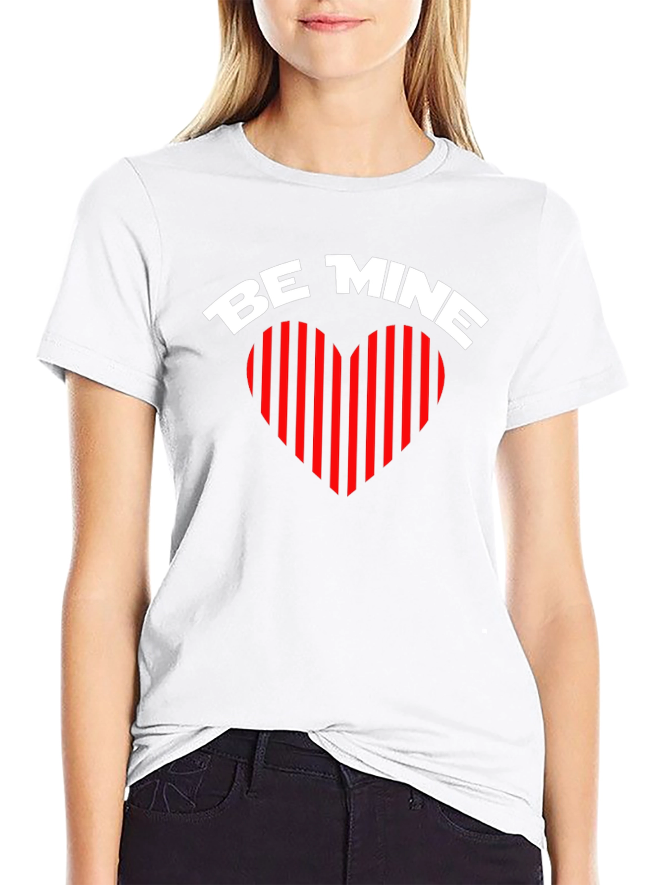 Be Mine Heart Striped Valentines Day T-Shirt