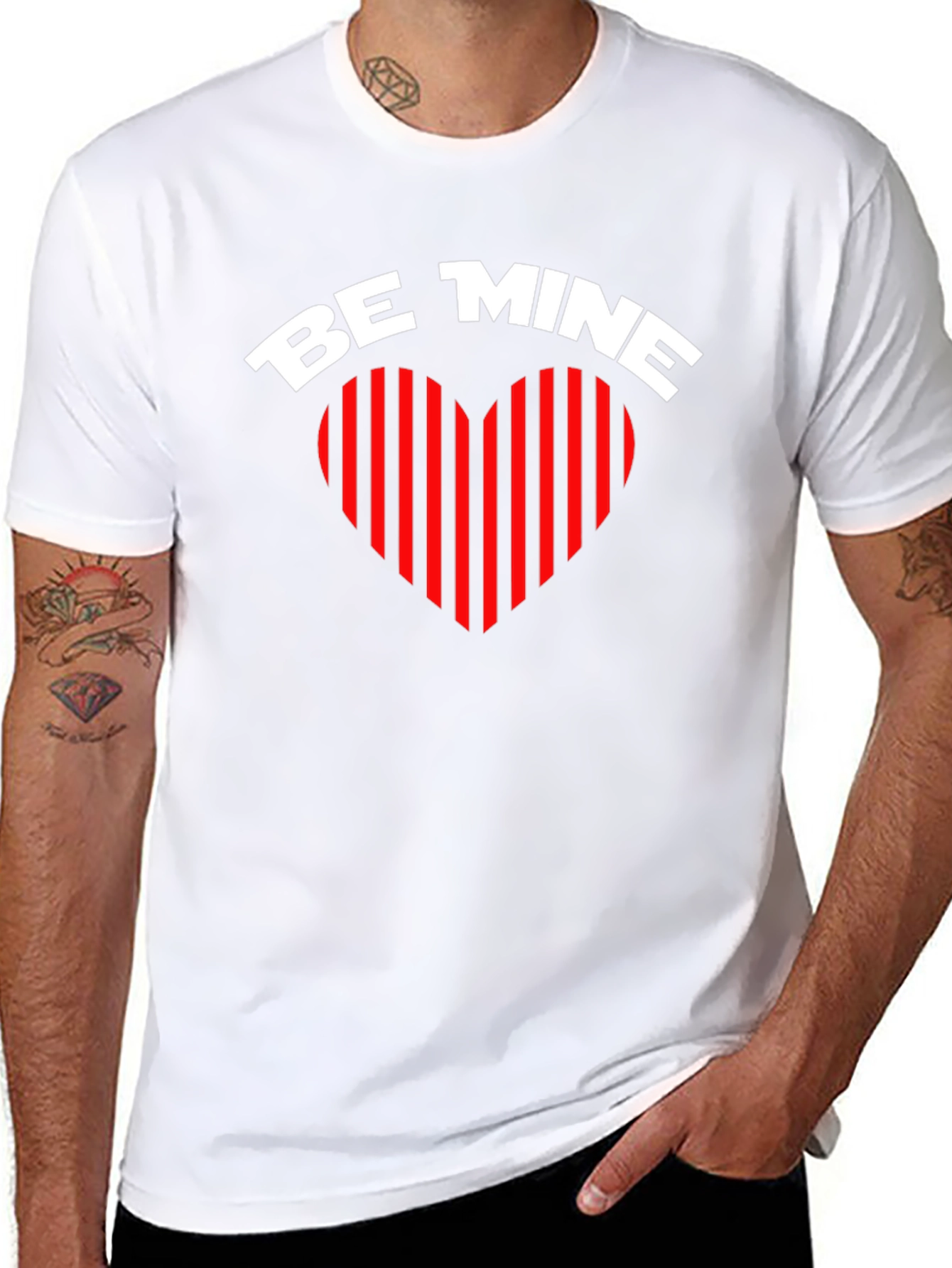 Be Mine Heart Striped Valentines Day T-Shirt