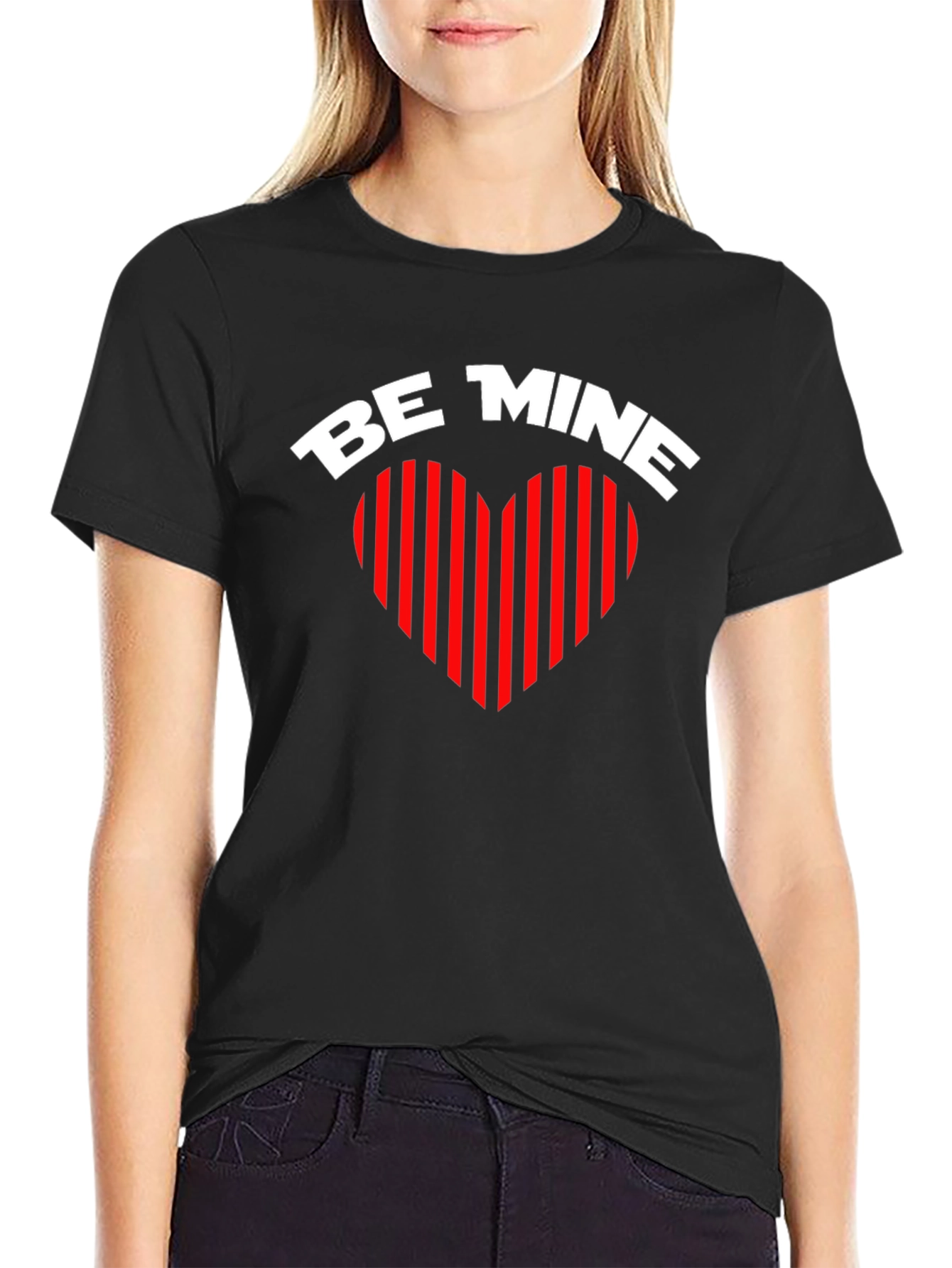 Be Mine Heart Striped Valentines Day T-Shirt