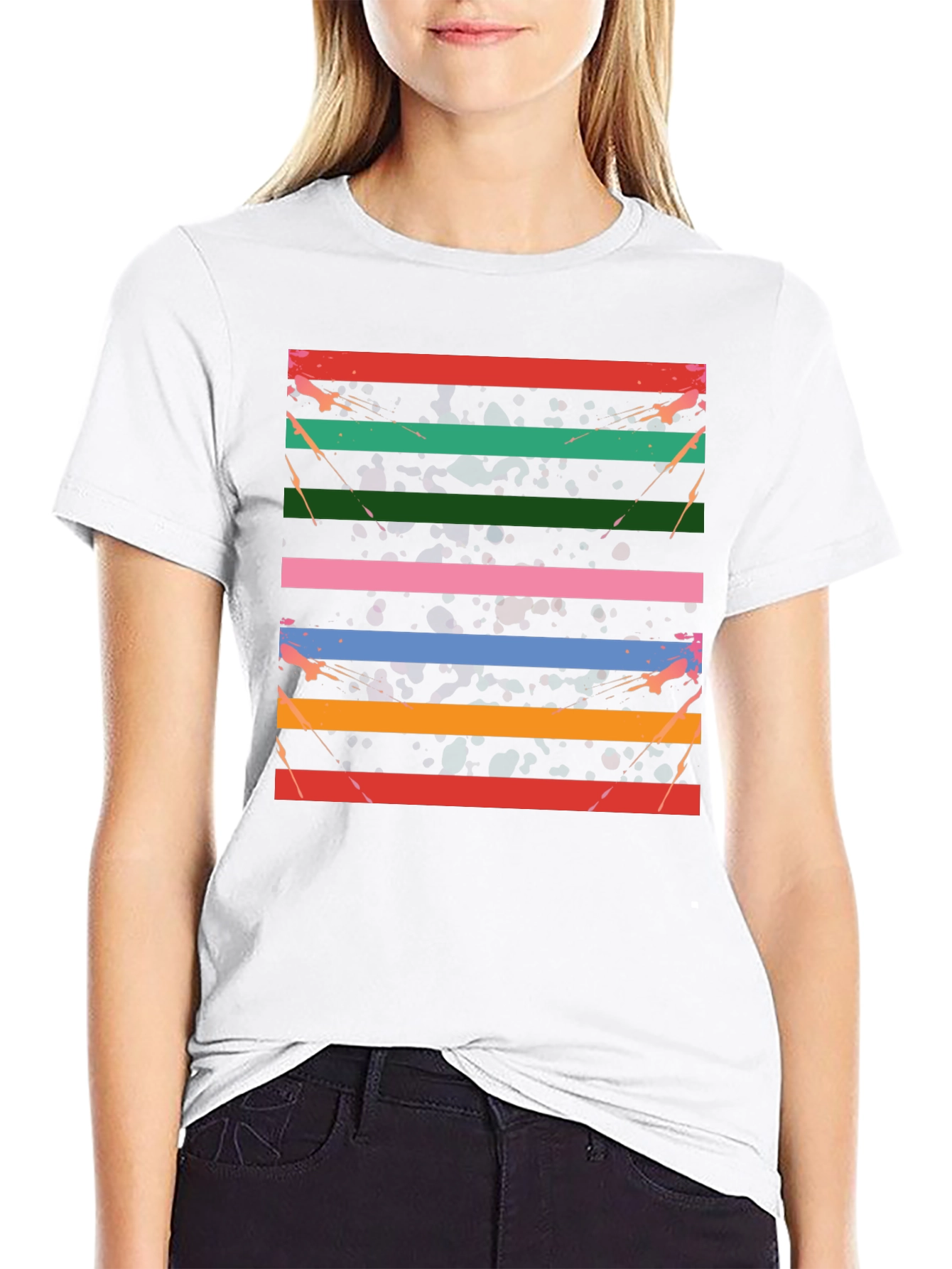 Retro Stripe Graphic Tee - Cool Design