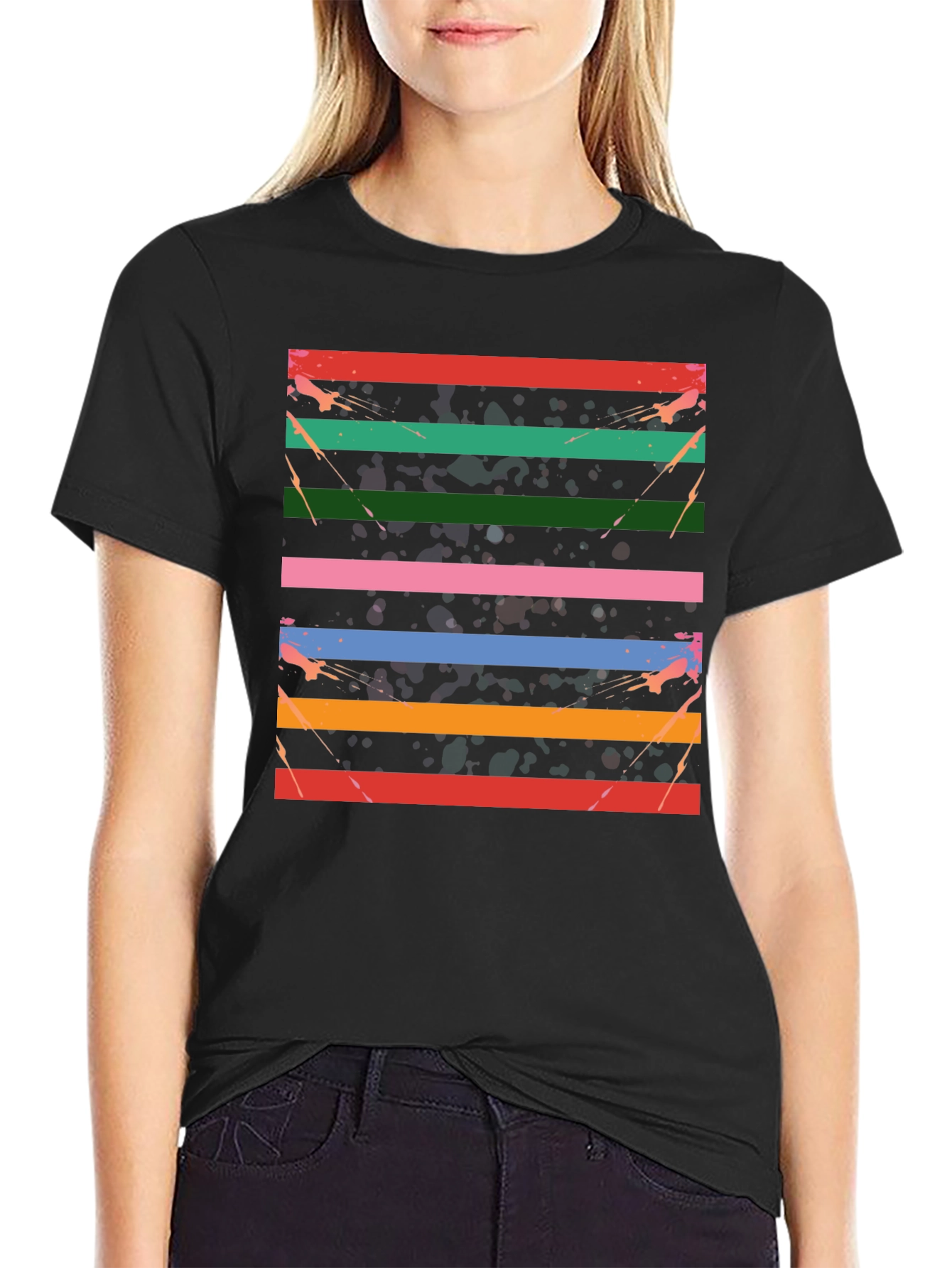 Retro Stripe Graphic Tee - Cool Design