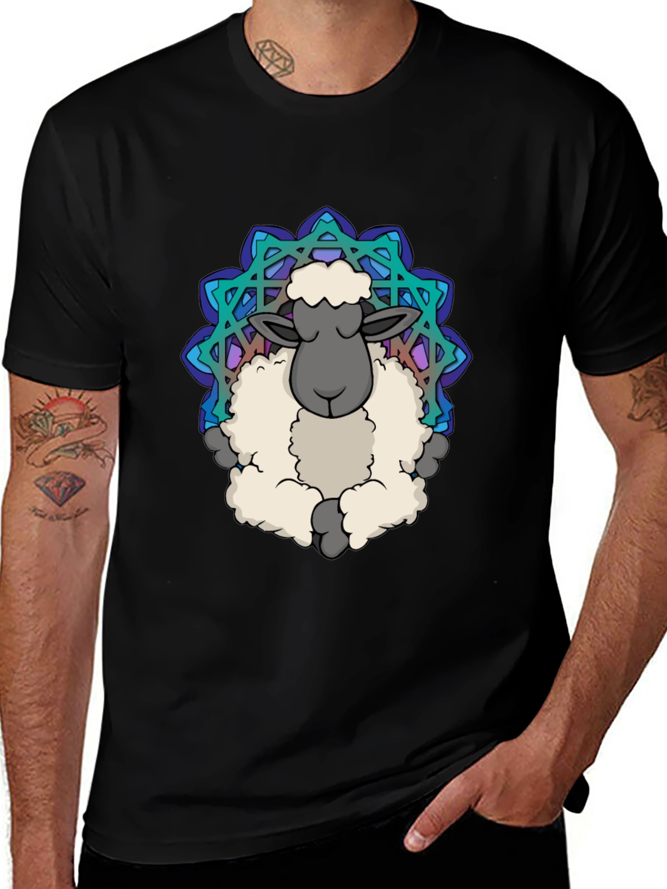 Zen Sheep Mandala T-Shirt - Soft Cotton Comfort