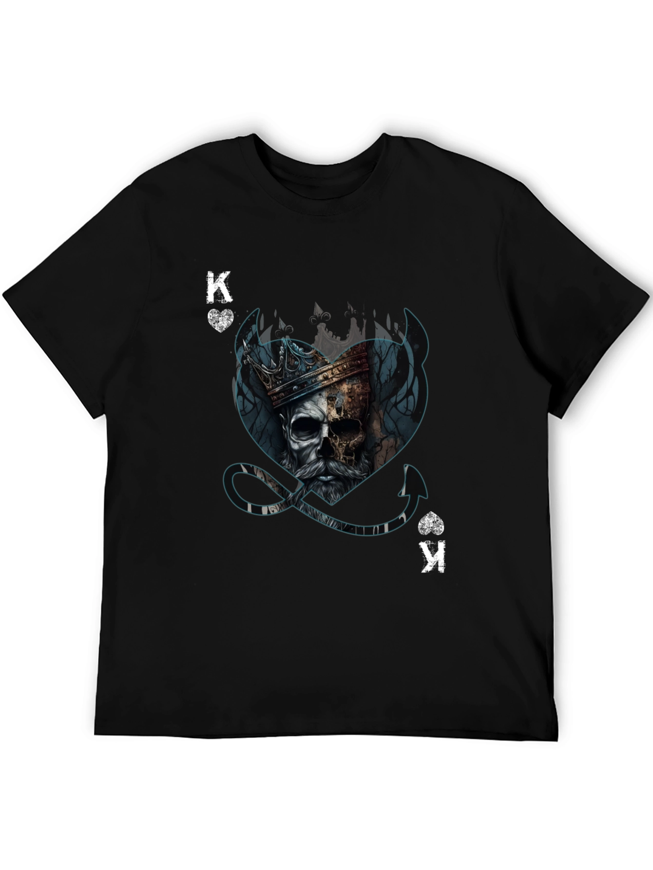 King of Spades Skull Graphic T-Shirt - Mens Fashion