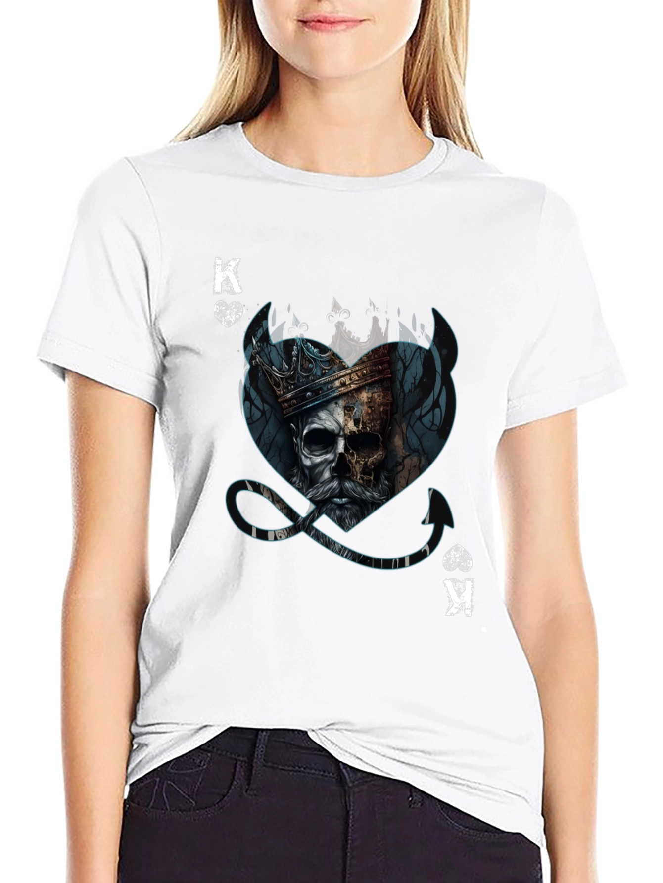 King of Spades Skull Graphic T-Shirt - Mens Fashion