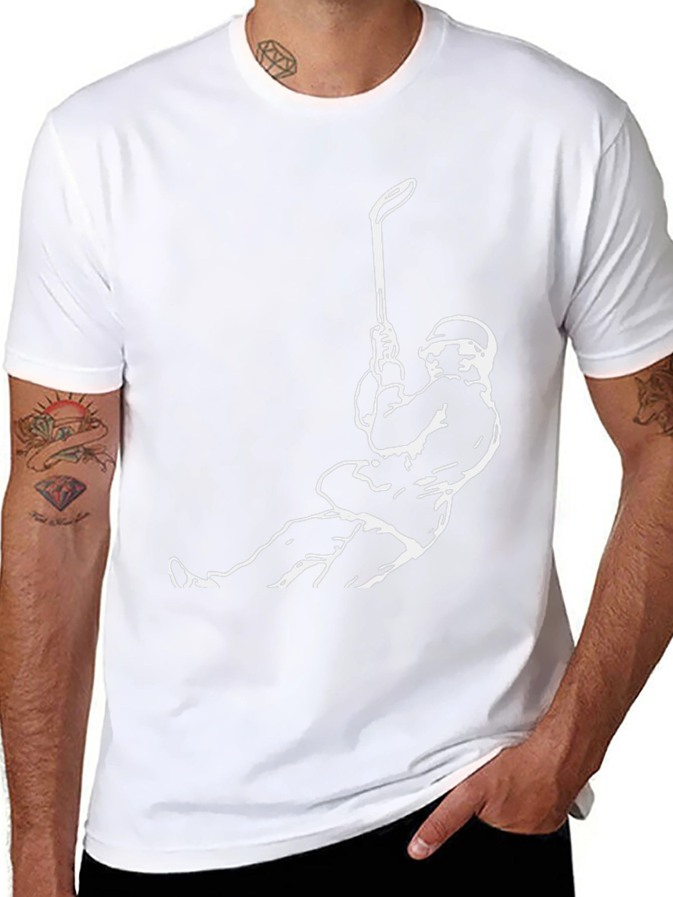 Hockey Player Graphic Tee - Black