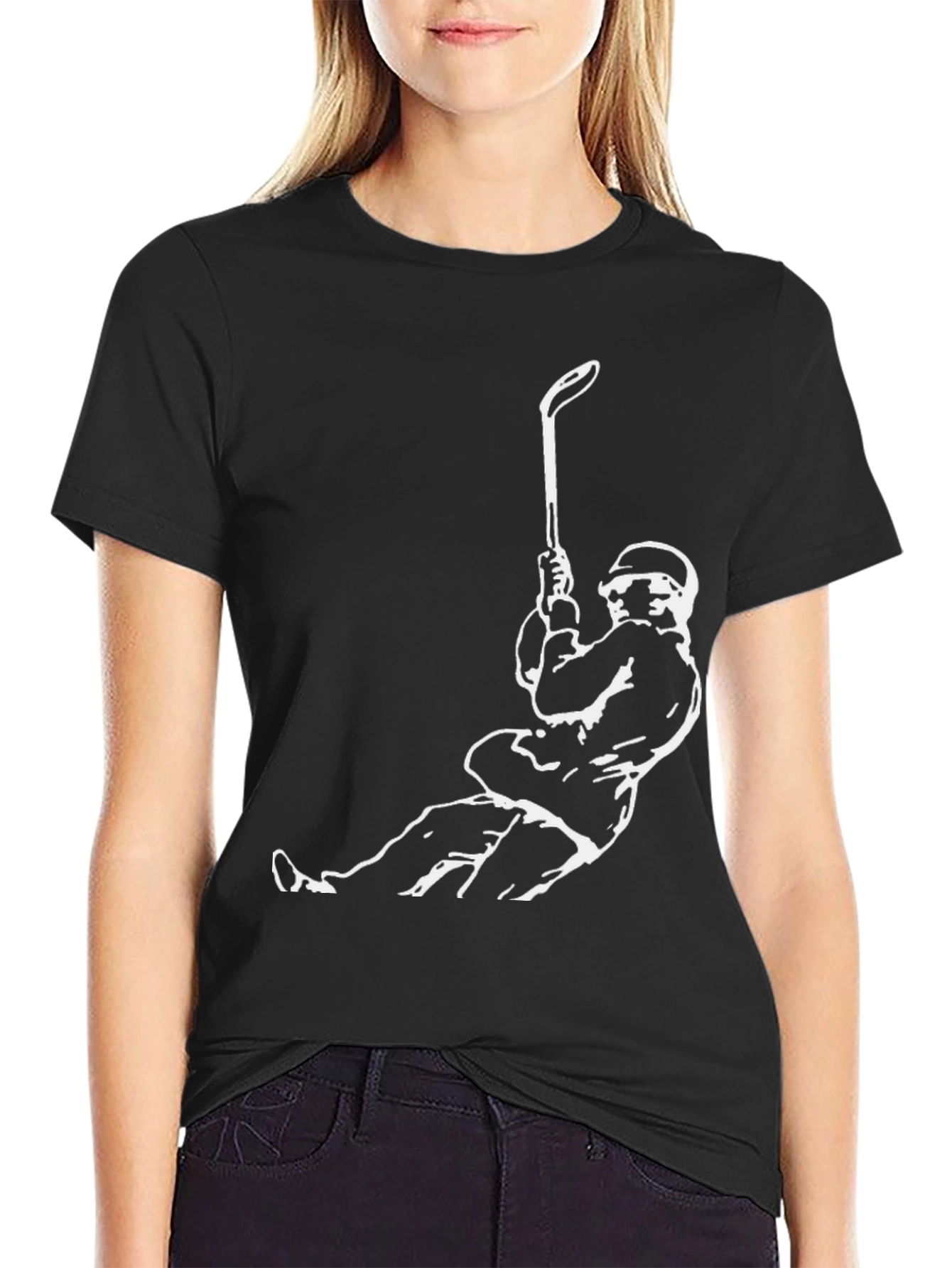 Hockey Player Graphic Tee - Black