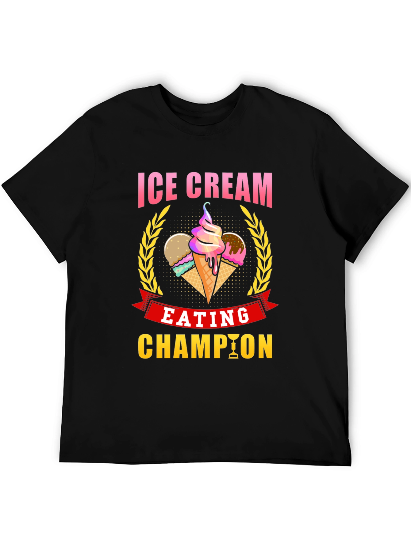 Ice Cream Eating Champion Black T-Shirt