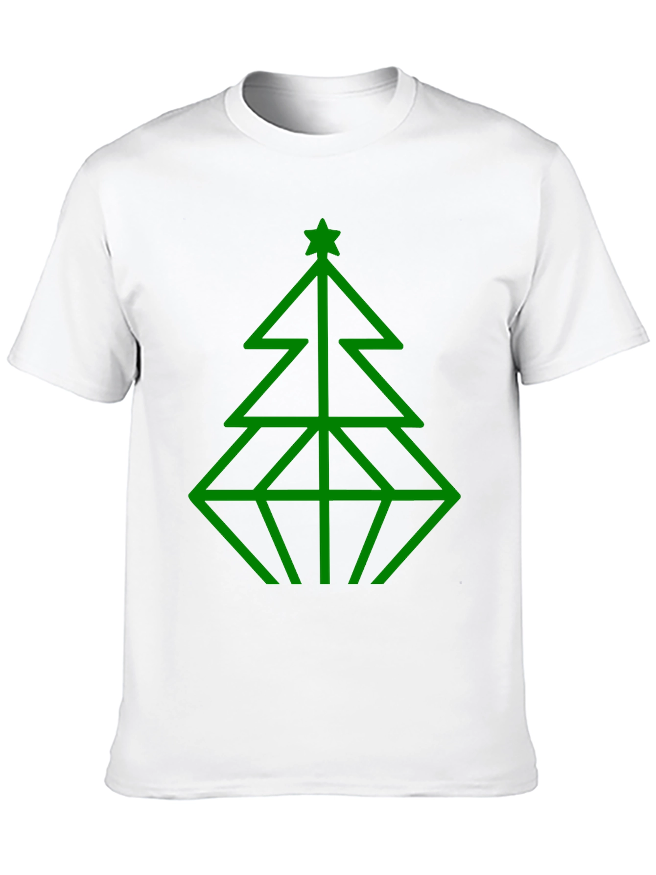 Geometric Christmas Tree Graphic Tee - Black