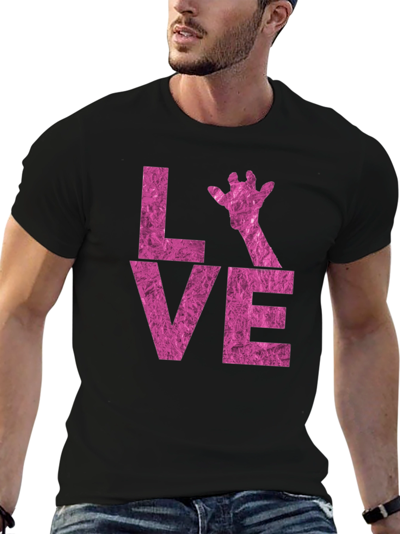 LOVE Giraffe Graphic Tee - Stylish Black T-Shirt