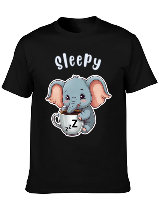 Sleepy Elephant Graphic Tee - Cute Cartoon Shirt