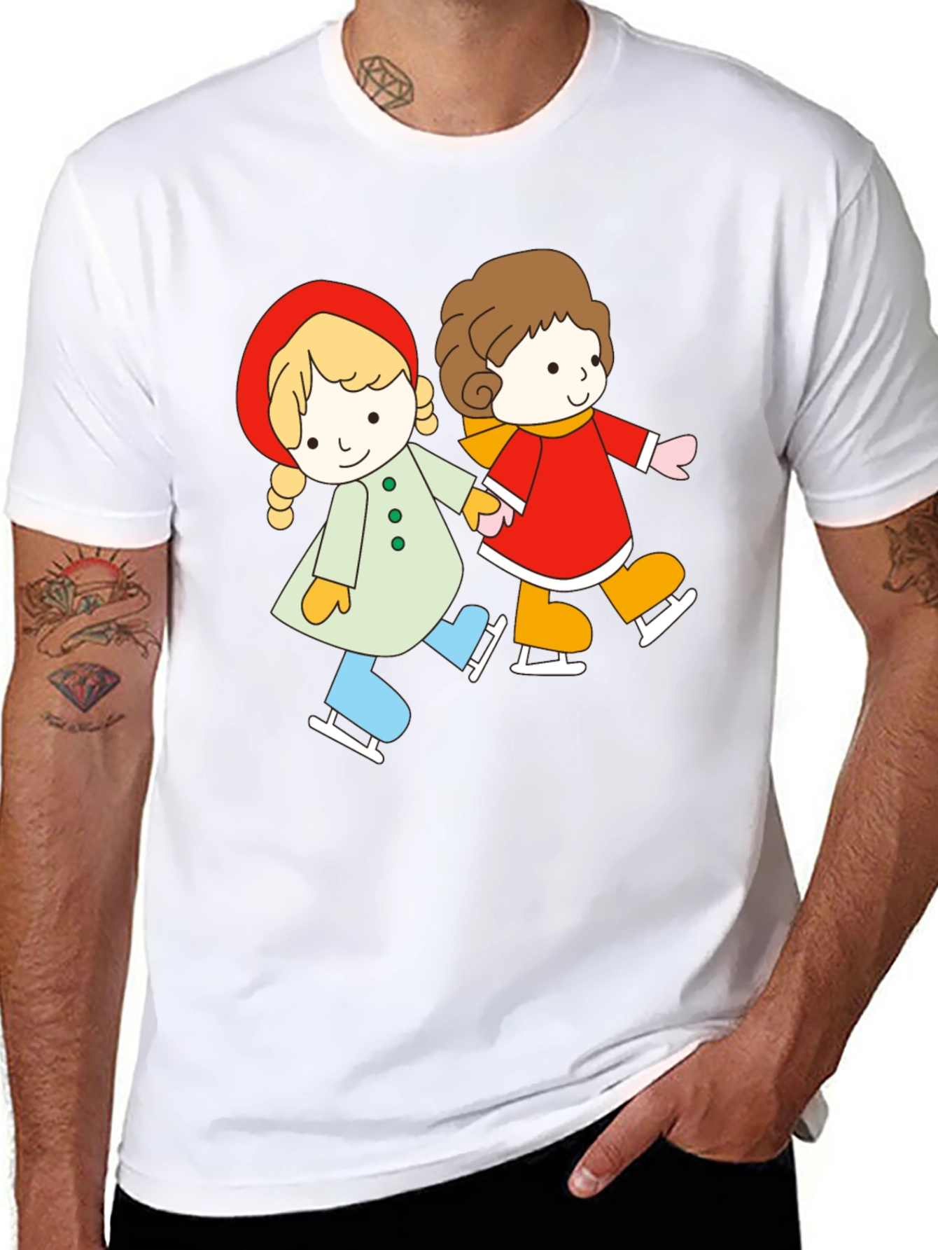 Cute Cartoon Skating Tee