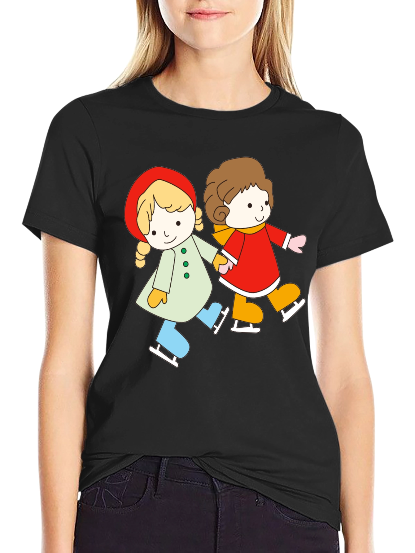 Cute Cartoon Skating Tee