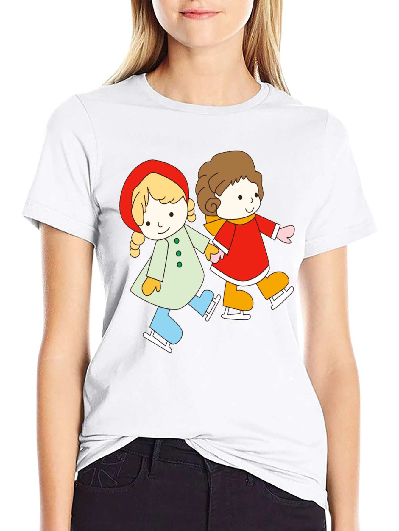 Cute Cartoon Skating Tee