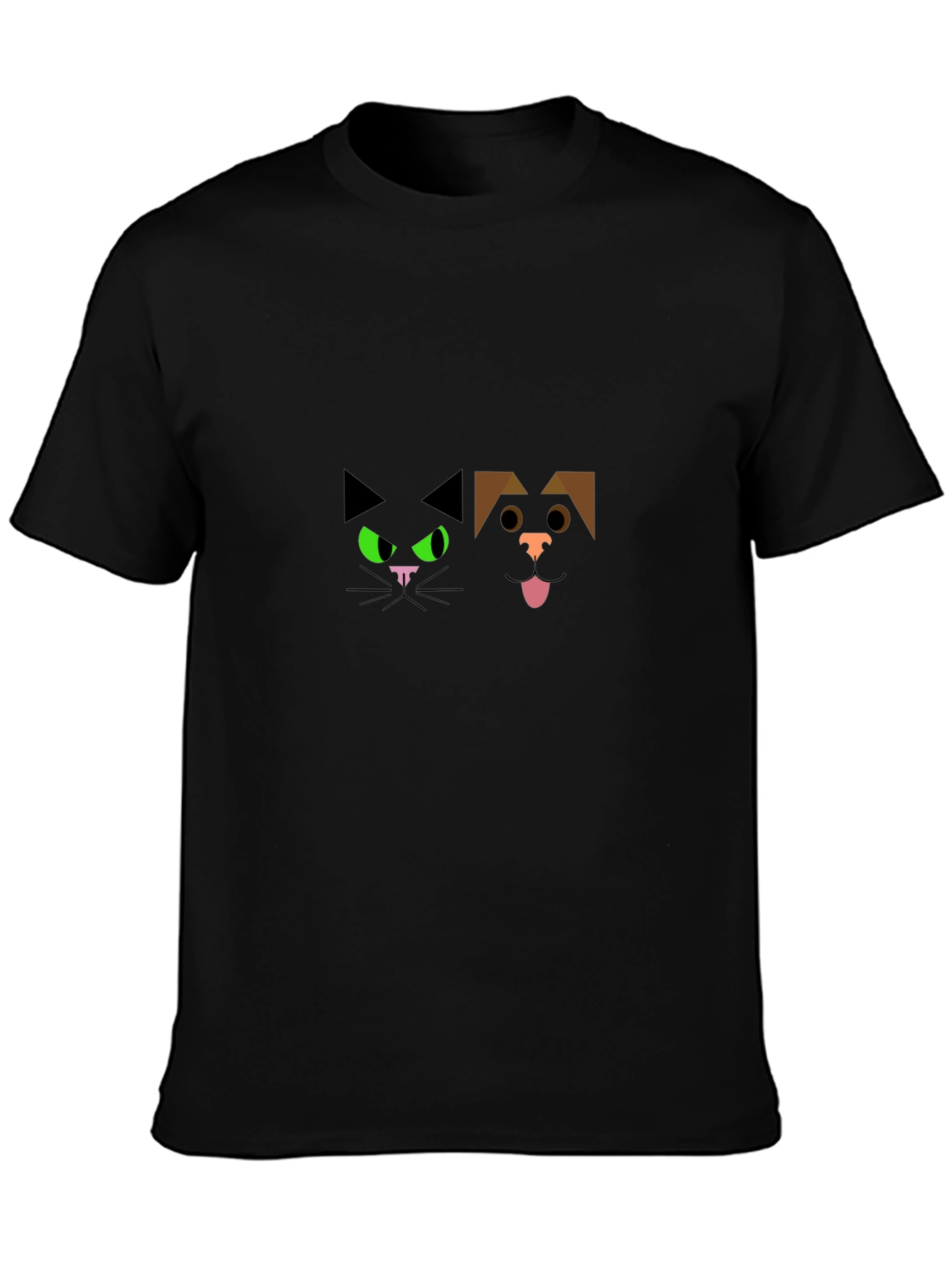 Cat and Dog Graphic Black T-Shirt