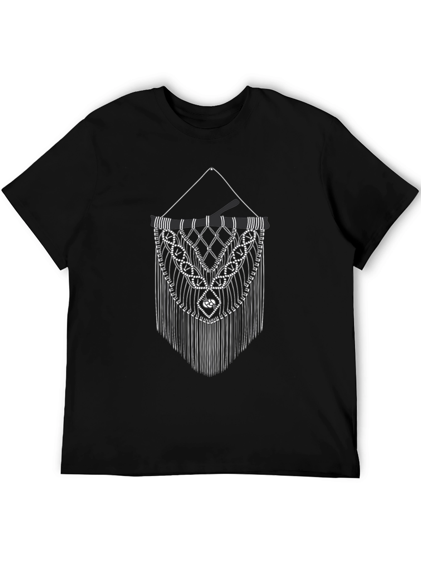 Black T-Shirt with Macrame Design