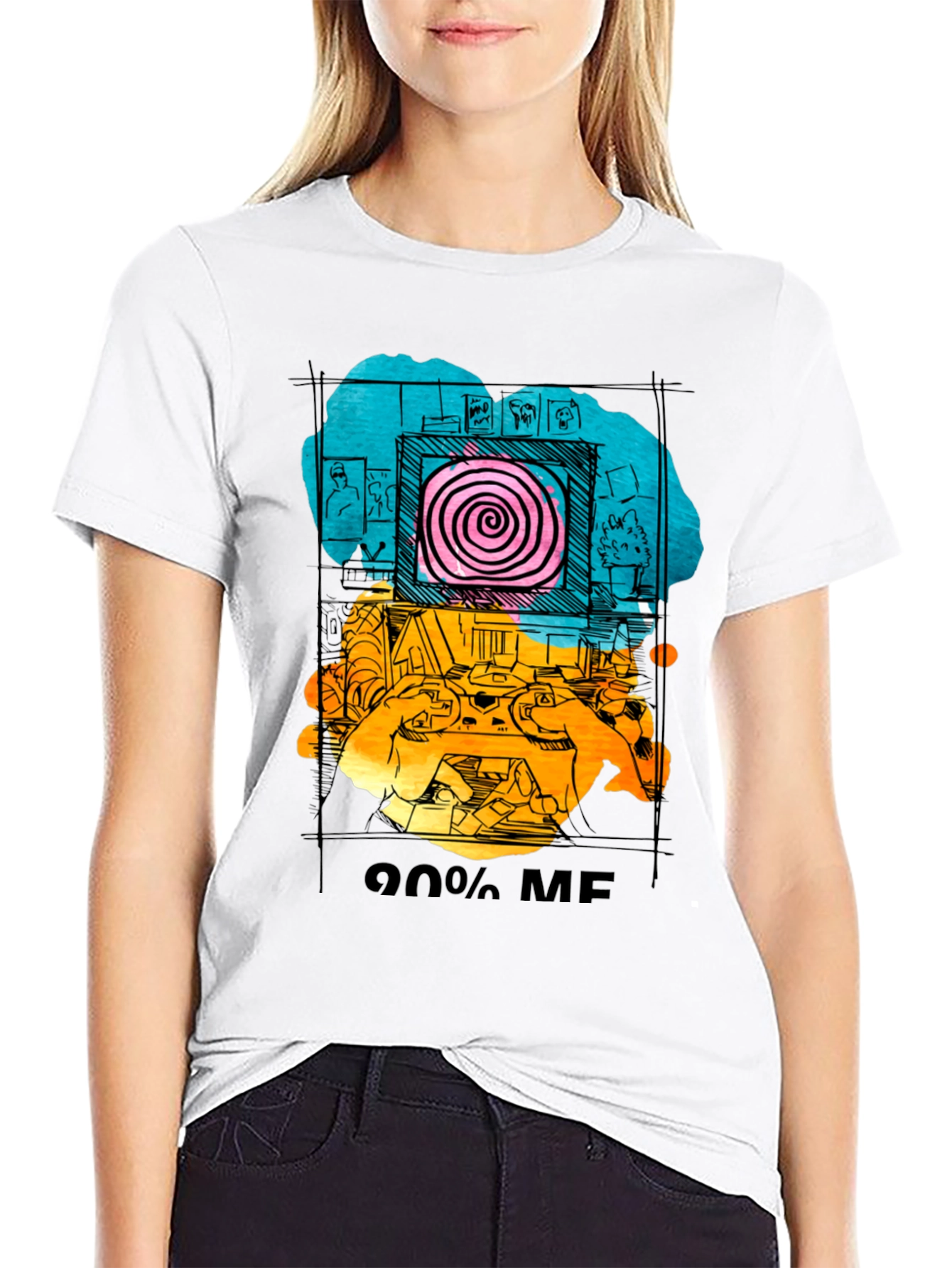 90% Me Graphic T-Shirt - Quirky Artistic Tee