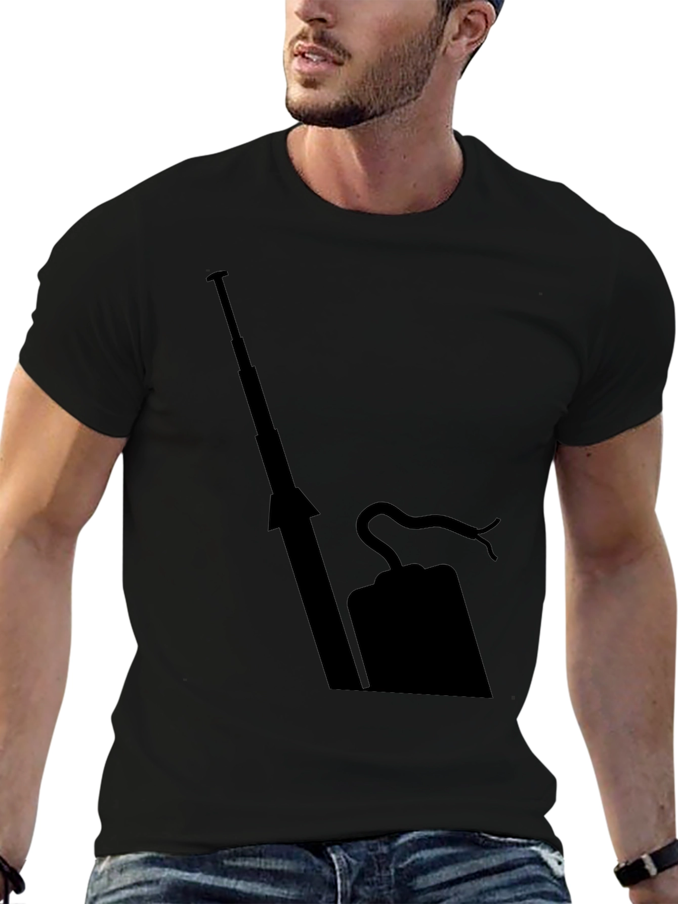 Mens Black T-Shirt with Abstract Print