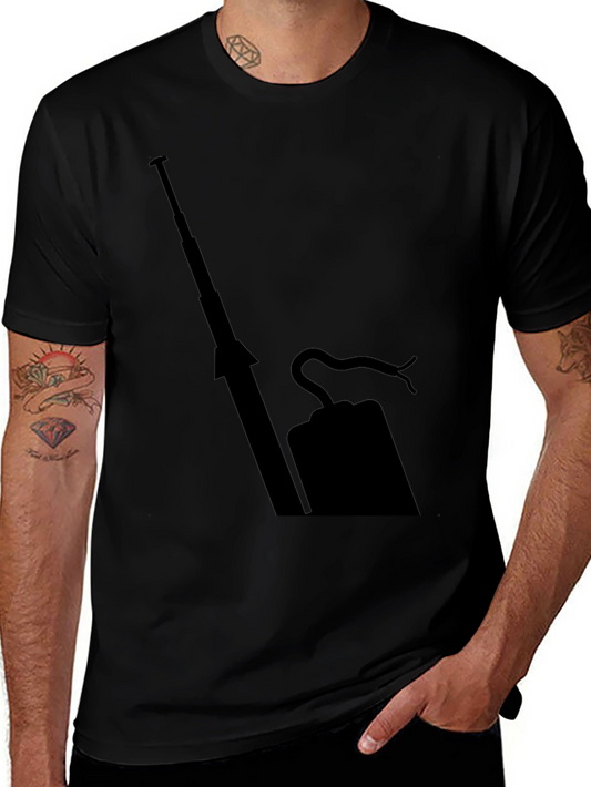 Mens Black T-Shirt with Abstract Print