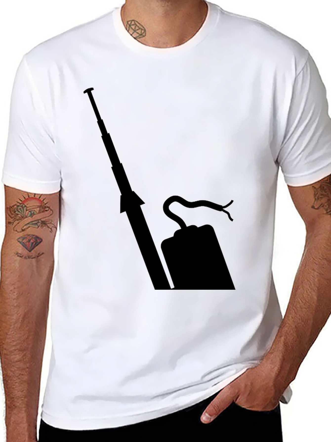 Mens Black T-Shirt with Abstract Print