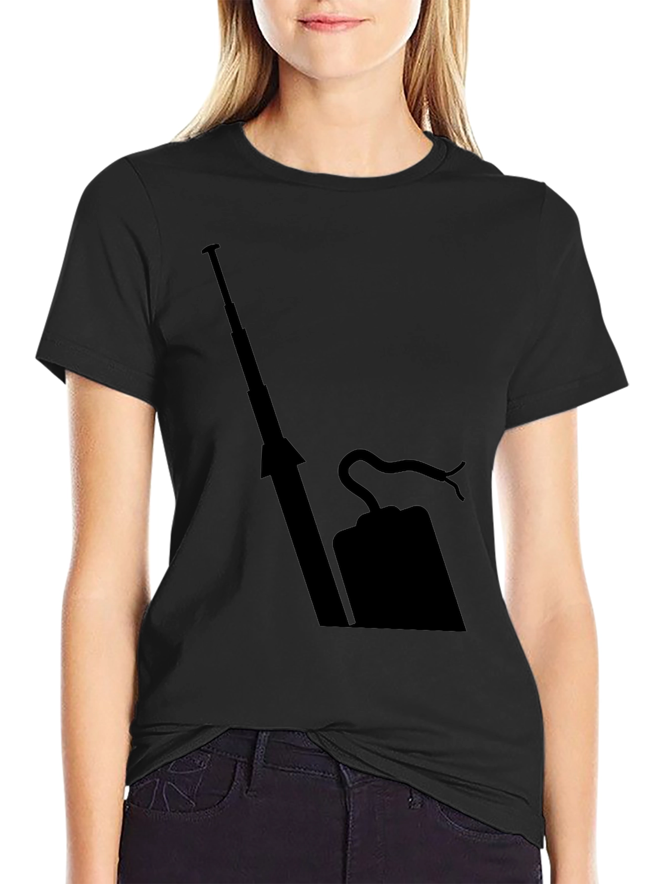Mens Black T-Shirt with Abstract Print