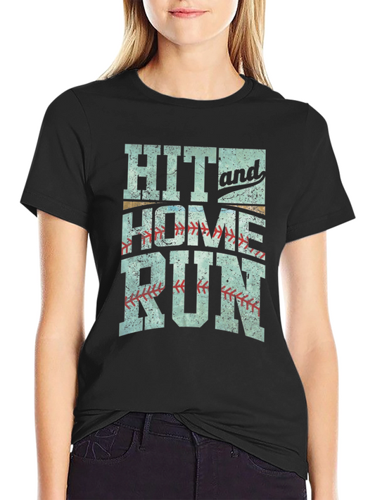 Hit and Home Run Graphic T-Shirt Baseball Tee